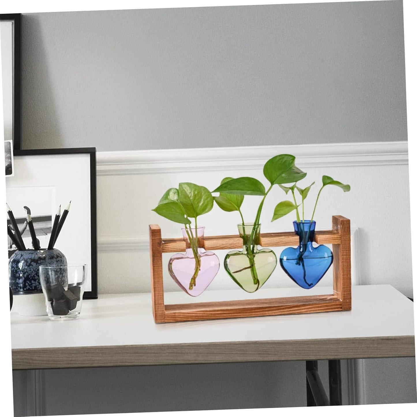 PRETYZOOM 3pcs Heart Shaped Hydroponic Glass Vase Transparent Flower Pot for Home Decor Cute Desktop Planter for Indoor Plants Elegant Tabletop Decoration