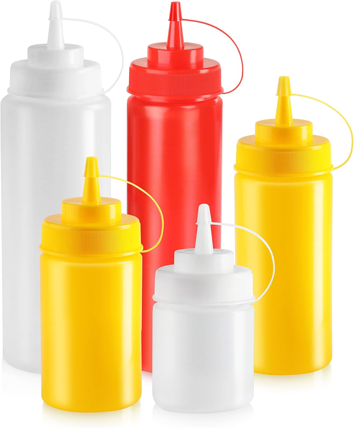 New Star Foodservice 32 oz Clear Squeeze Bottle, Wide Mouth, Pack of 6