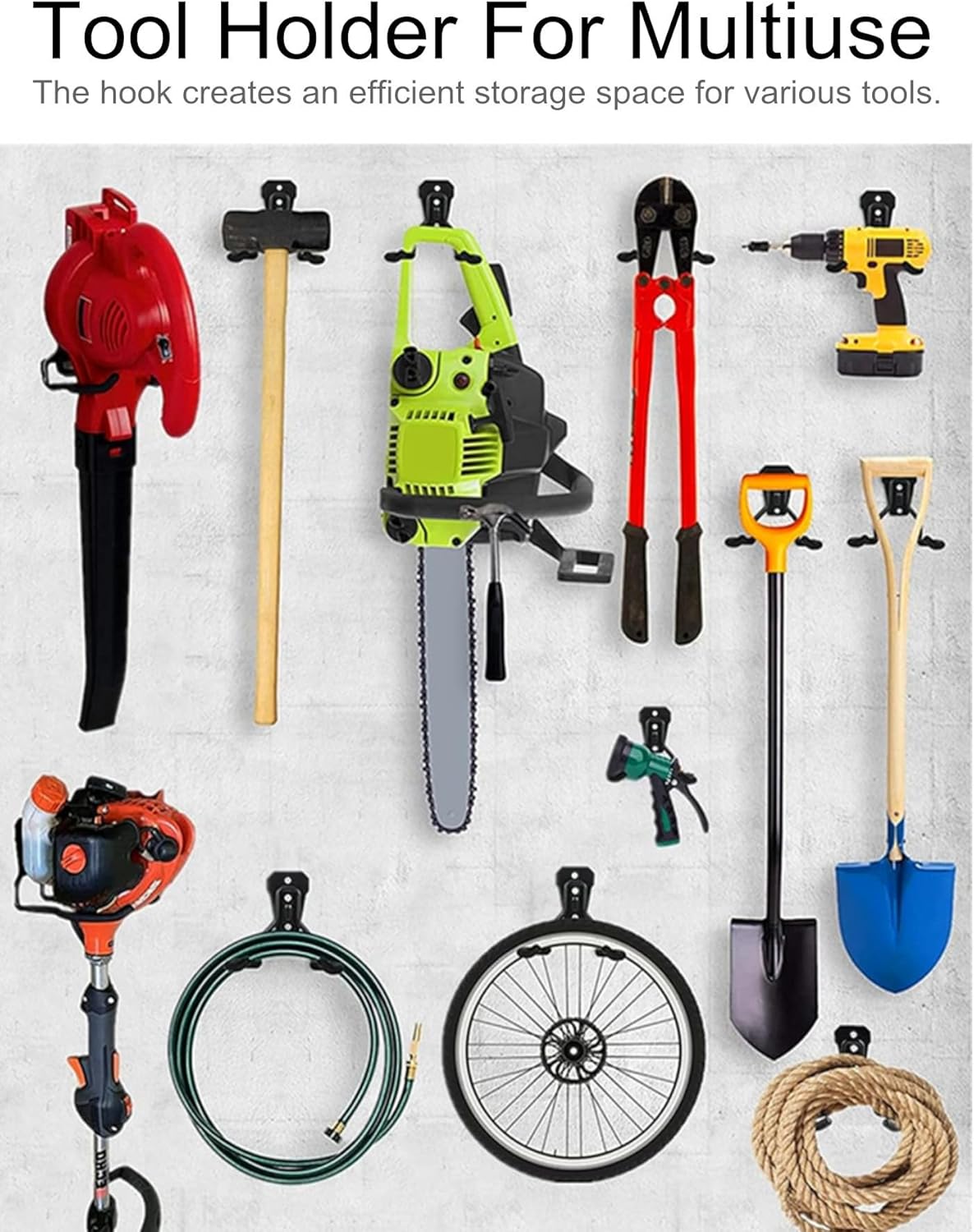 GS Alderaul Garden Power Tool Hanger, String Trimmer Bracket, Weedeater Hanger for Garage Wall, Weed Trimmer Wall Mount, Weed Wacker Storage Hook for Brush Cutter