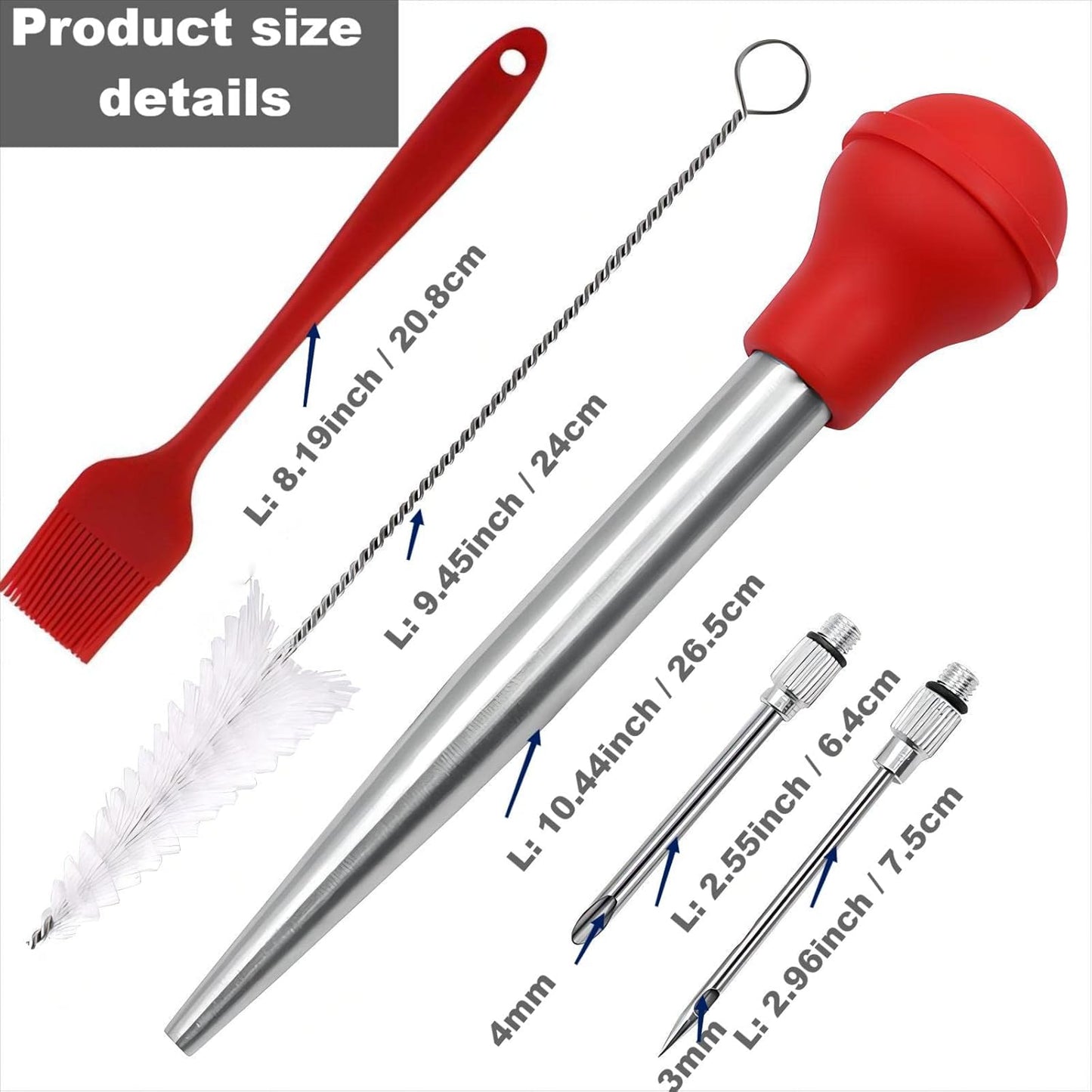 Turkey Baster, 18/8 Stainless Steel Turkey Baster Syringe for Cooking,