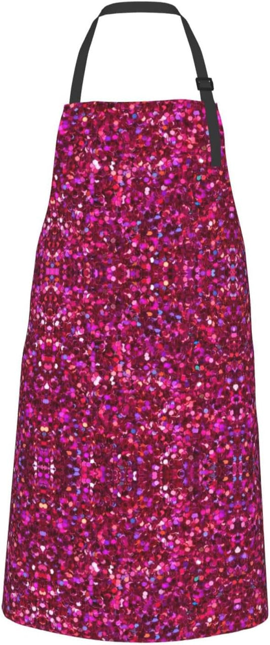 Glitter pattern print Waterproof apron with pocket adjustable cooking apron for adult kitchen bibs to bake
