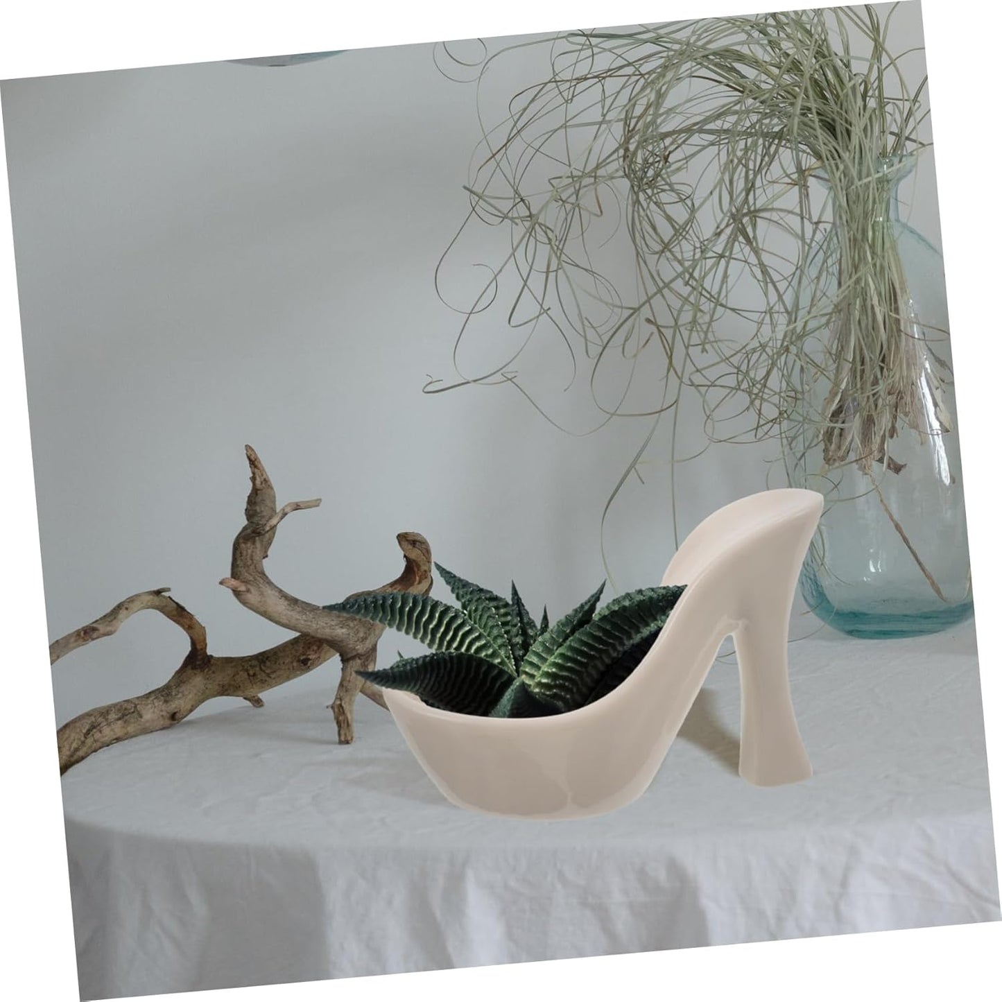 Milisten High Heel Shaped Ceramic Flower Pot for Succulents Indoor Pla
