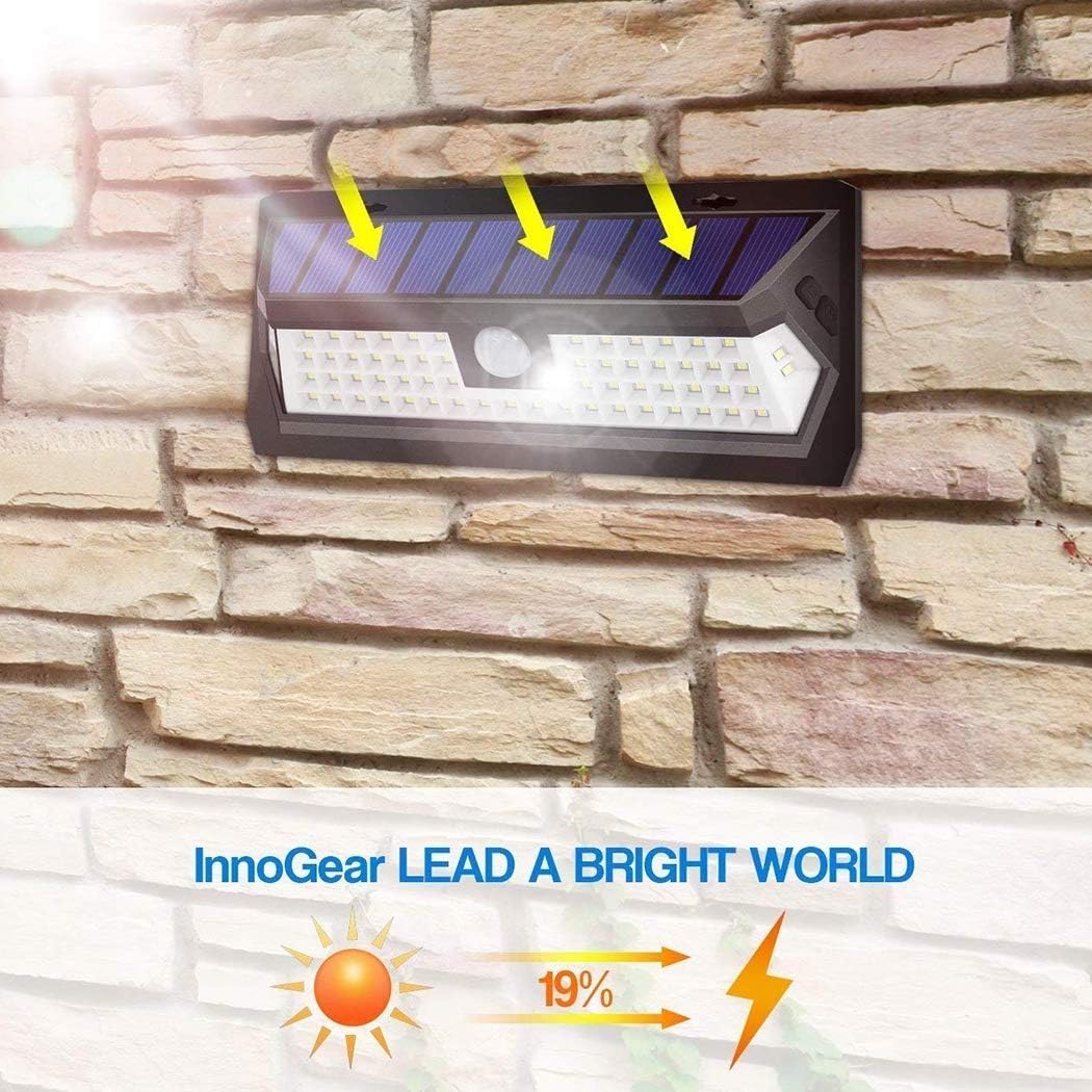 2pack 62LED Solar Light Garden 39ft Infrared Sensor 3 Lighting Mode Security IP65 Waterproof Outdoor Wall Street for Porch Garage Front Door
