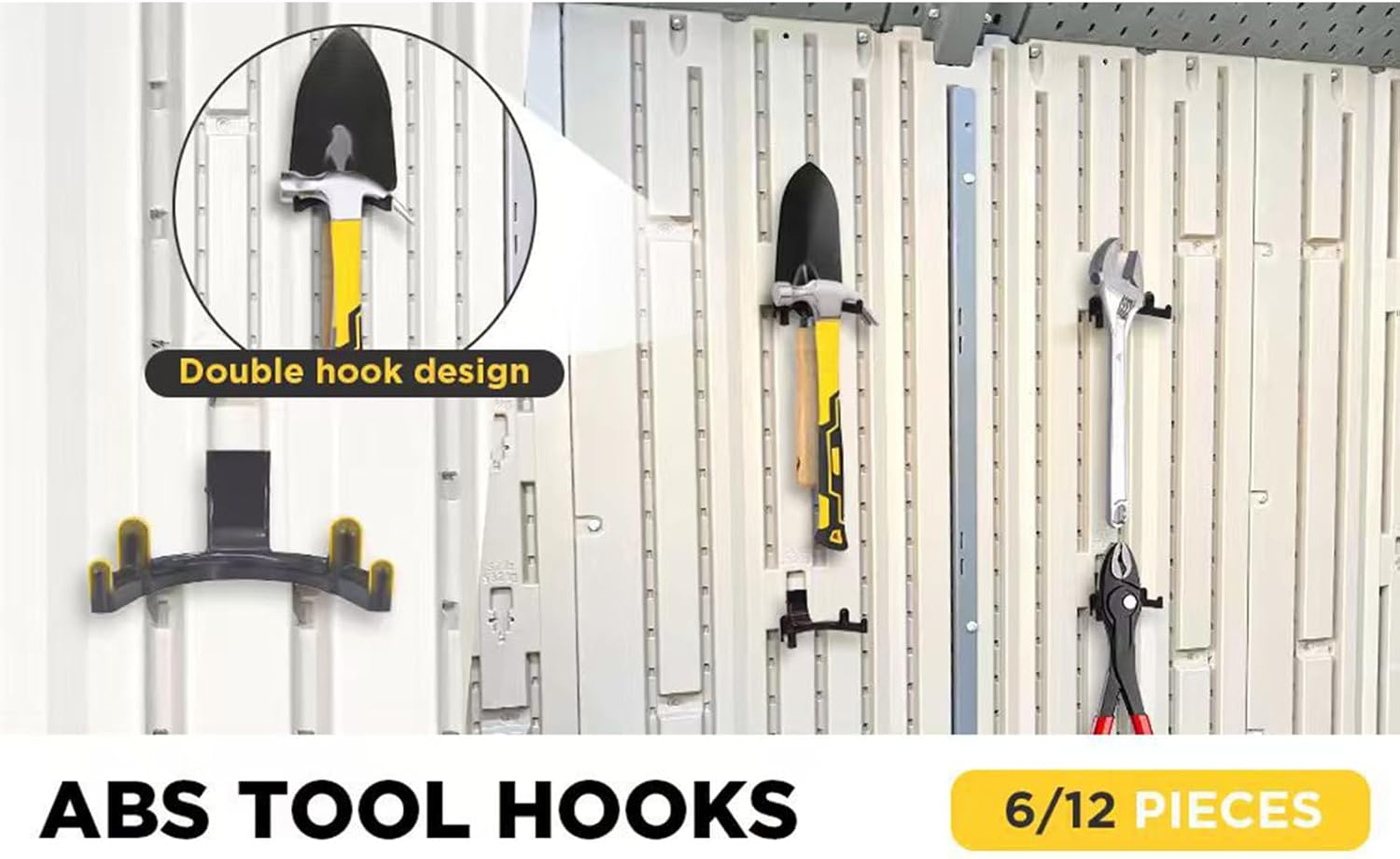 Wall Mounted Utility Hooks Heavy Duty ABS Garage Organizers for Garden