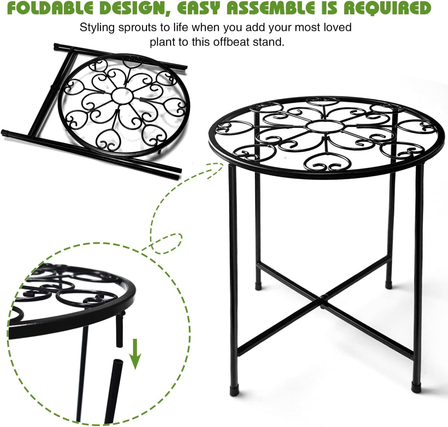 KABB Metal Plant Stand, 15'' Tall Flower Pot Stand Set of 2, Modern Ru