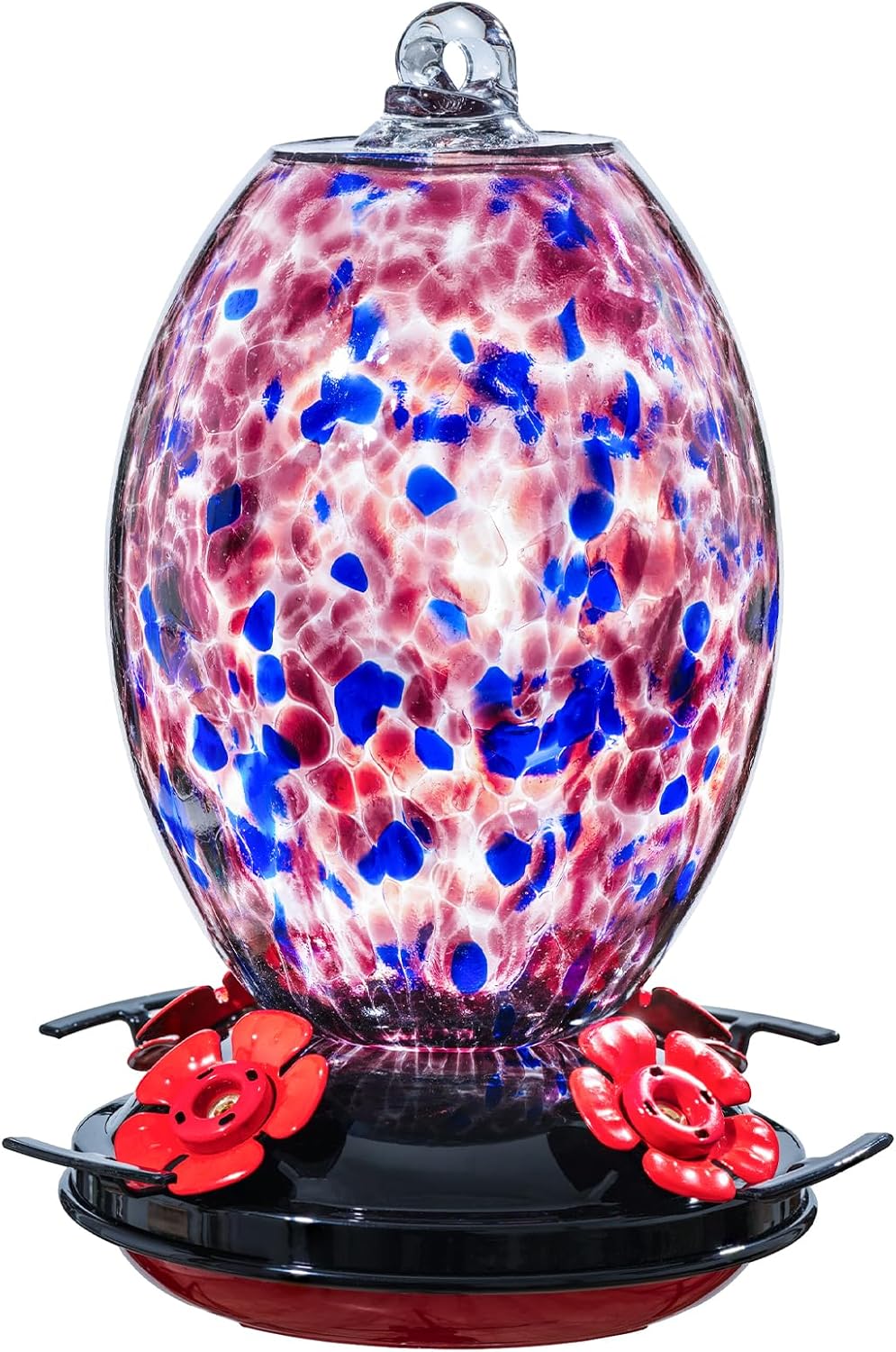 Muse Garden Glass Humming Bird Feeders for Outdoors - 27OZ Blown Glass