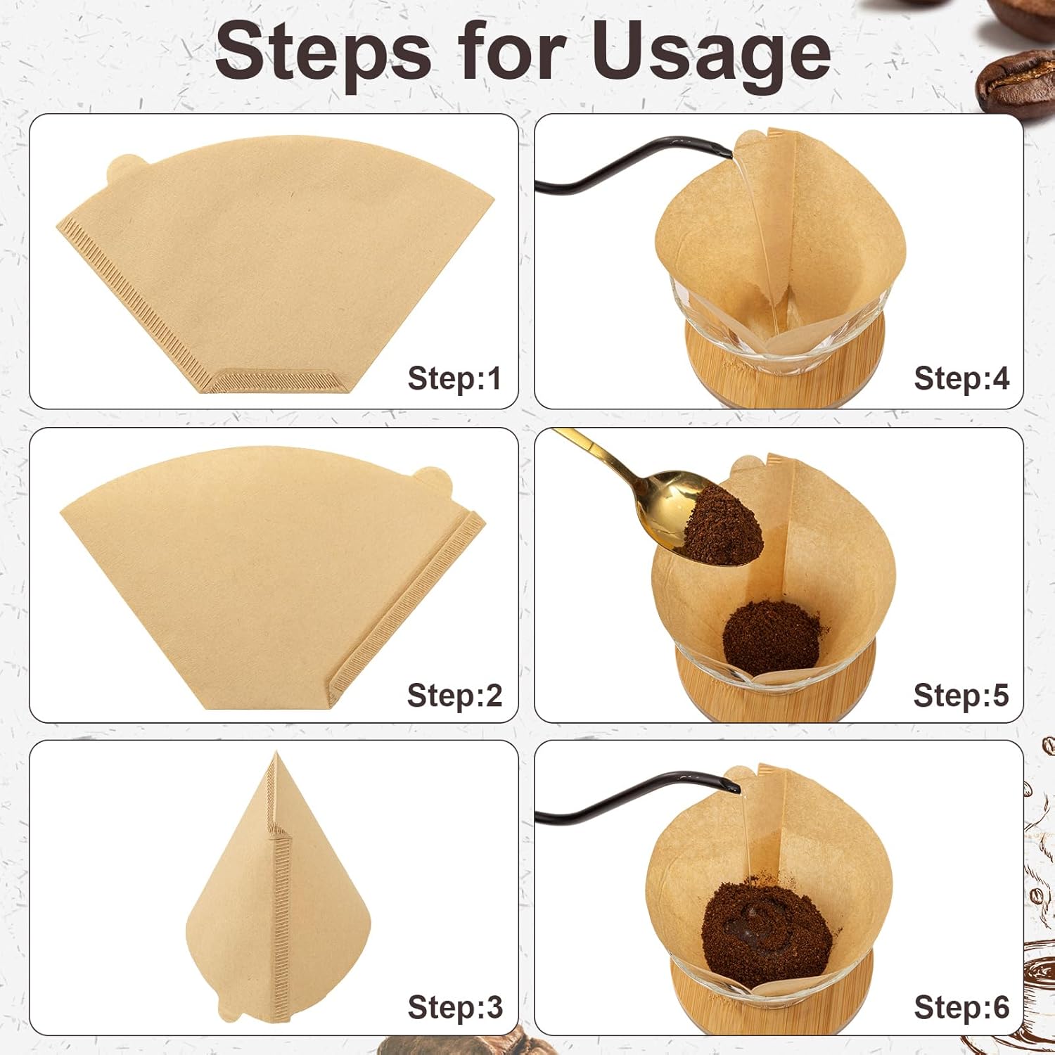 100Pcs Coffee Filters #4, Unbleached Natural Coffee Filters 8-12 Cup, 