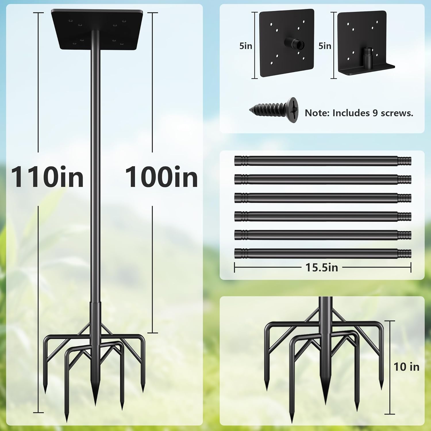 Bird Feeder Pole Kit 110 Inch,Bird House Pole for Outdoors Heavy Duty,