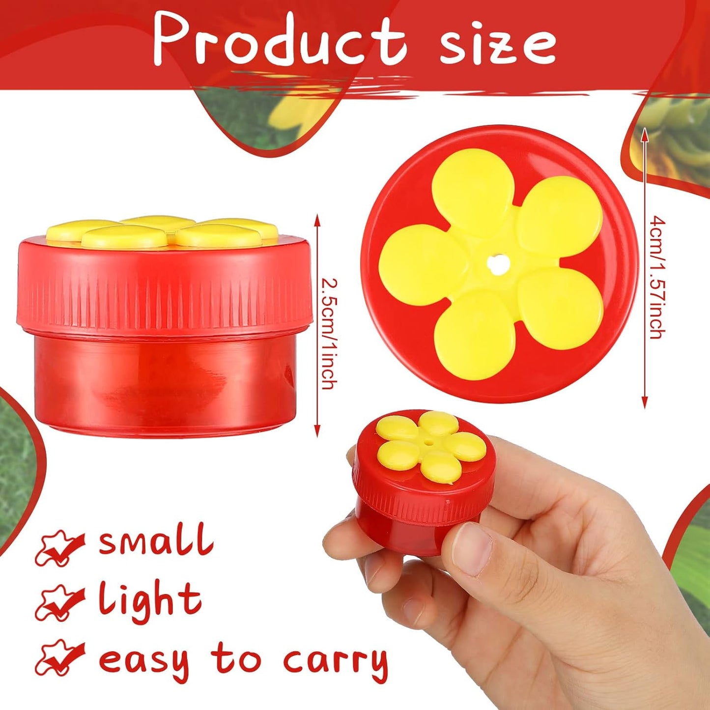 8 Pcs Hummingbird Feeder Handheld Window Flower Mini Hand Held Hummingbird Ring Feeders Wild Bird for Outdoors Backyard Birdwatcher Gifts Supplies(Red Bottom)