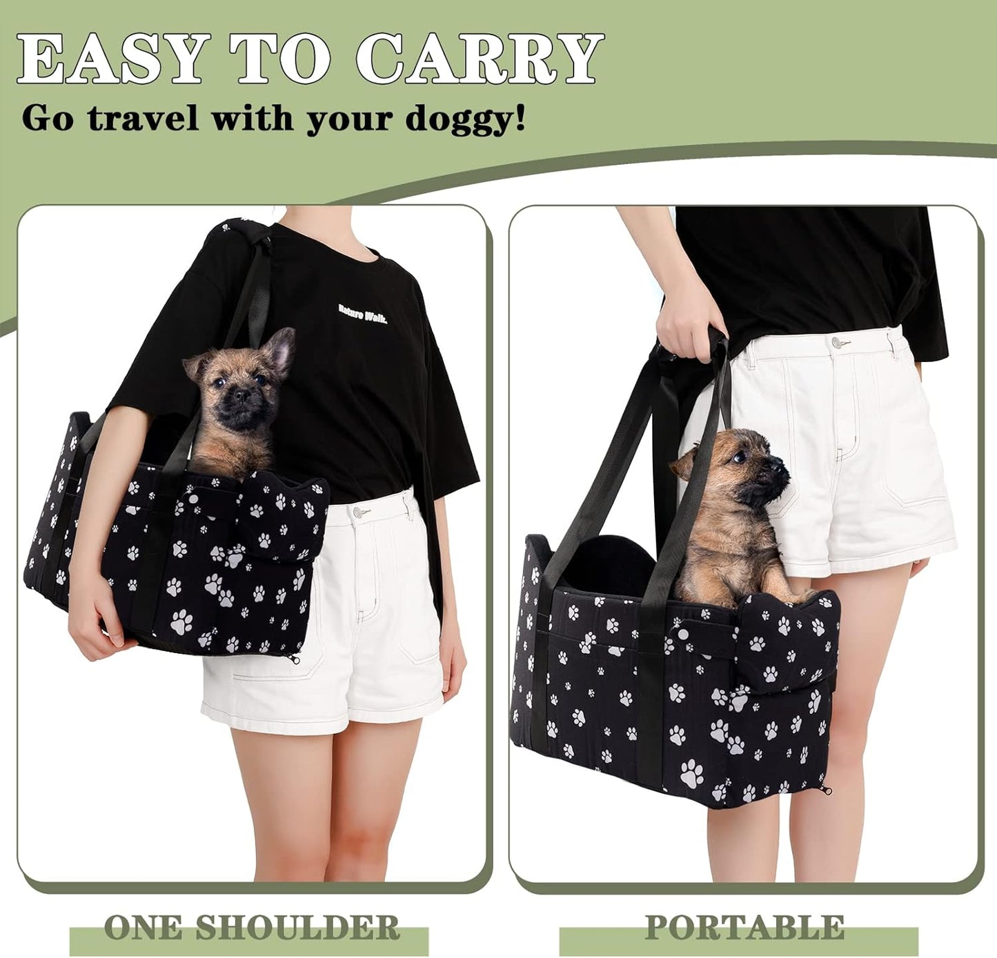 Cullaby Center Console Dog Car Seat Safe Travel for Small Dogs Under 1