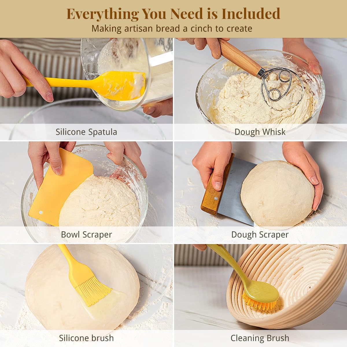 Sourdough Starter Kit, Banneton Bread Proofing Baskets Set, Sourdough 