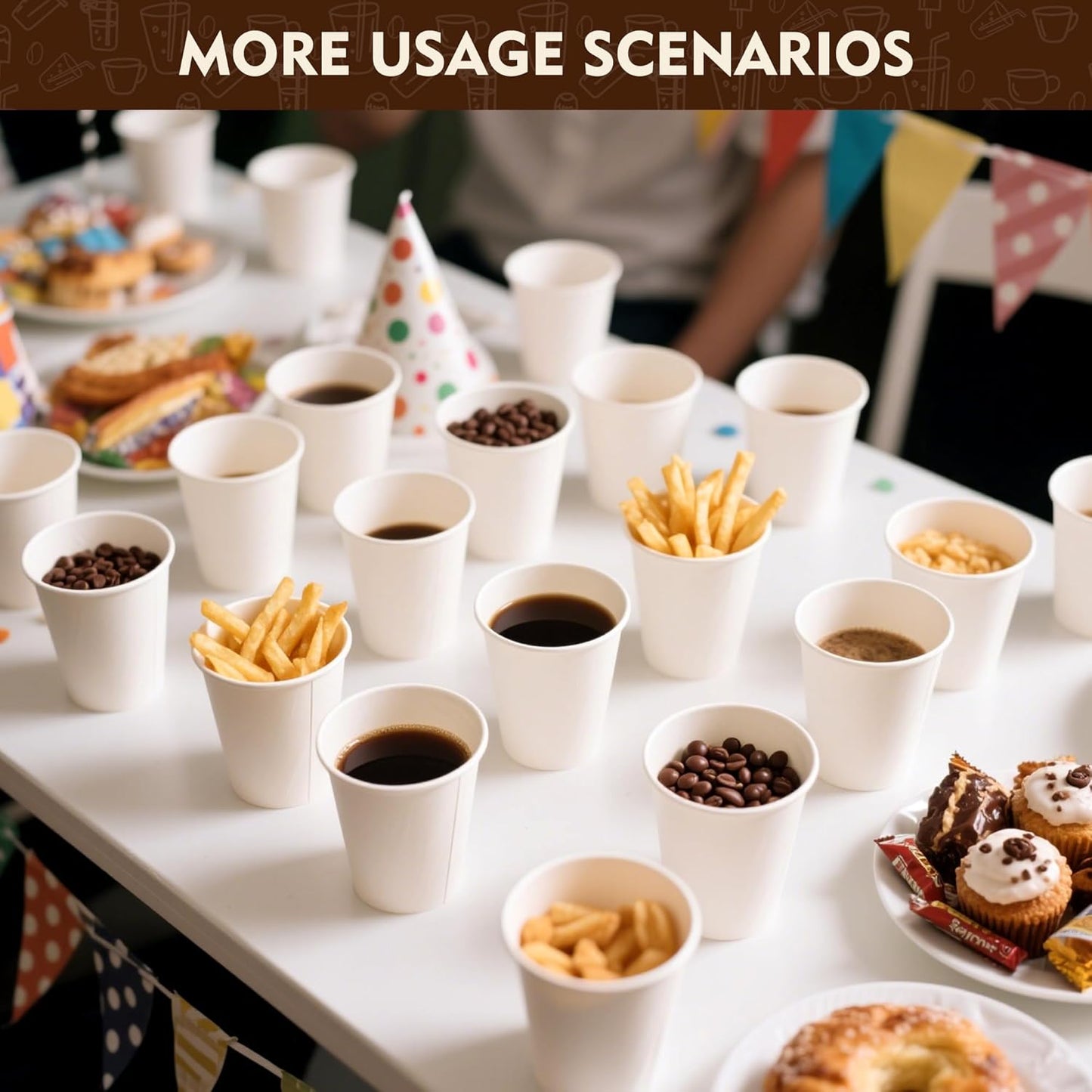 YEEHAW 12 oz 300 Pack Disposable Paper Coffee Cups, Bulk White Hot to Go Cups for Hot Coffee, Hot Liquid, Chocolate, Juice, Hot Beverage Drinkings, Ideal for Cafes, Bistros, Office and Family