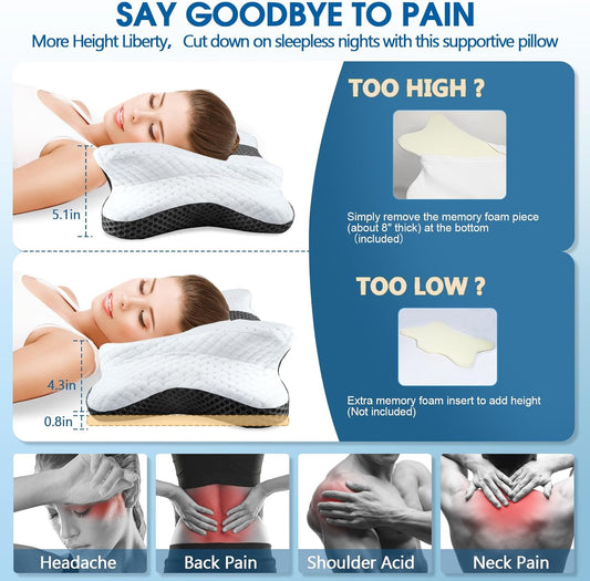 Memory Foam Pillows, Cervical Pillow for Neck and Shoulder Pain Relief