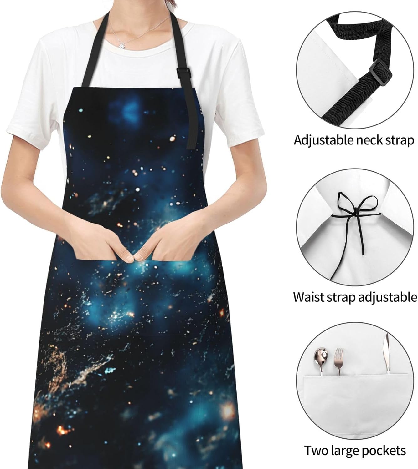 Galaxy Sky print Waterproof apron with pocket adjustable cooking apron for adult kitchen bibs to bake