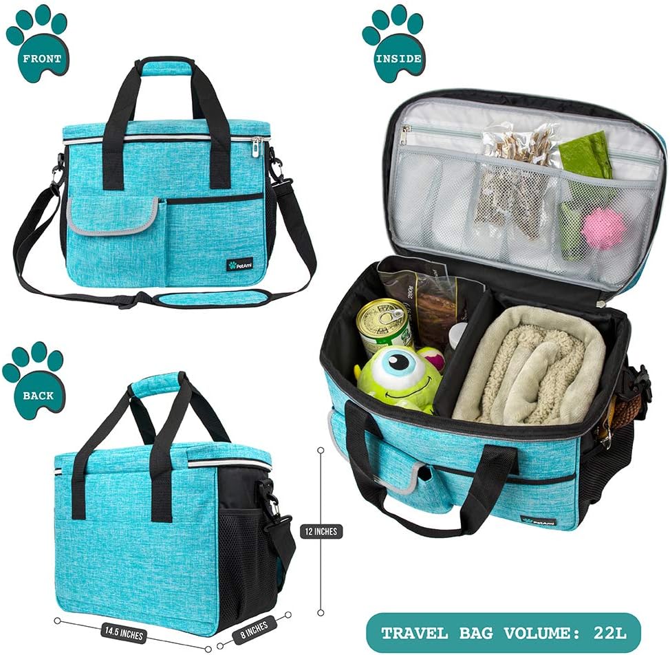PetAmi Dog Travel Bag, Travel Pet Bag Organizer, Dog Food Travel Bag w