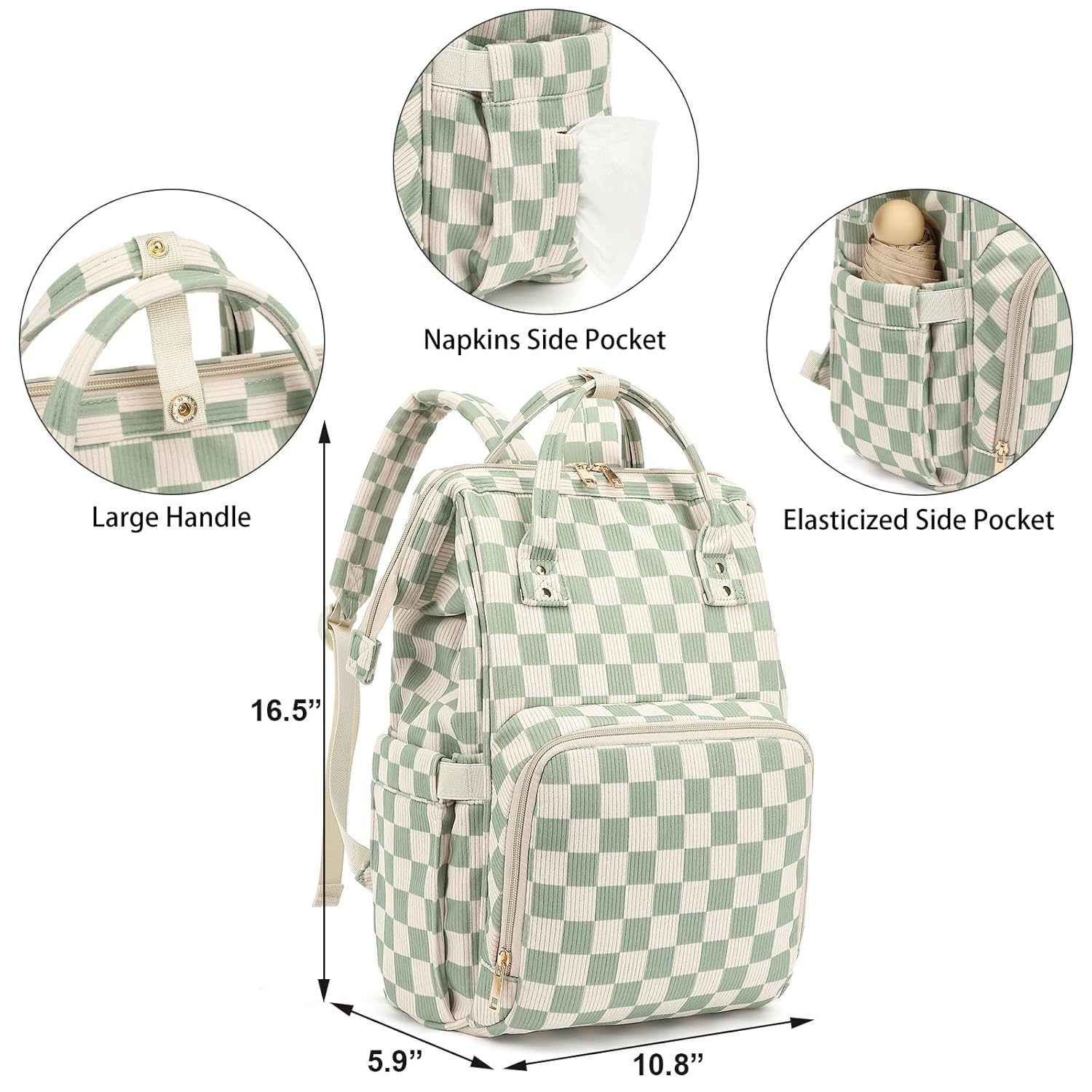 Baby Diaper Bag Backpack for Mom, Large Capacity Travel Nappy Bag for 
