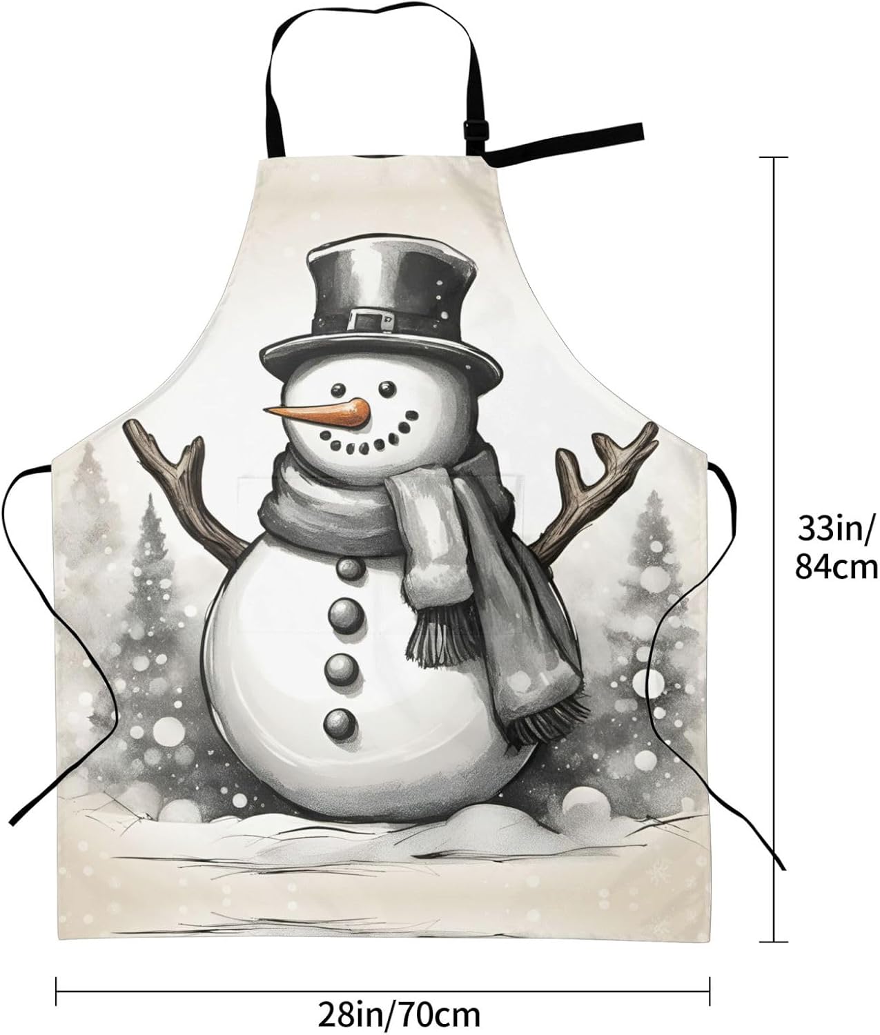 christmas snowman 1 Print 28x33 In Adult Kitchen Apron with Pockets Ve