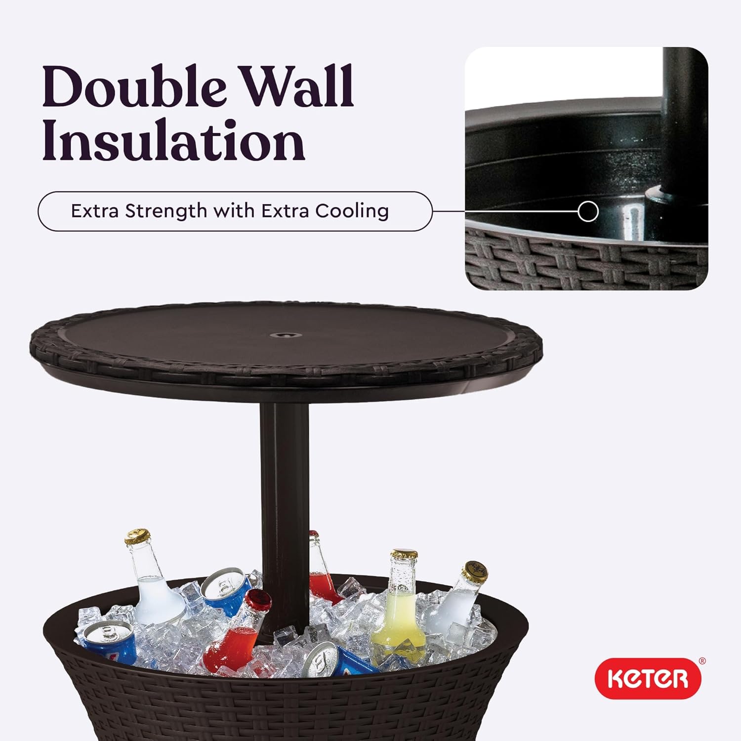Keter Pacific Cool Bar Outdoor Patio Furniture and Hot Tub Side Table 