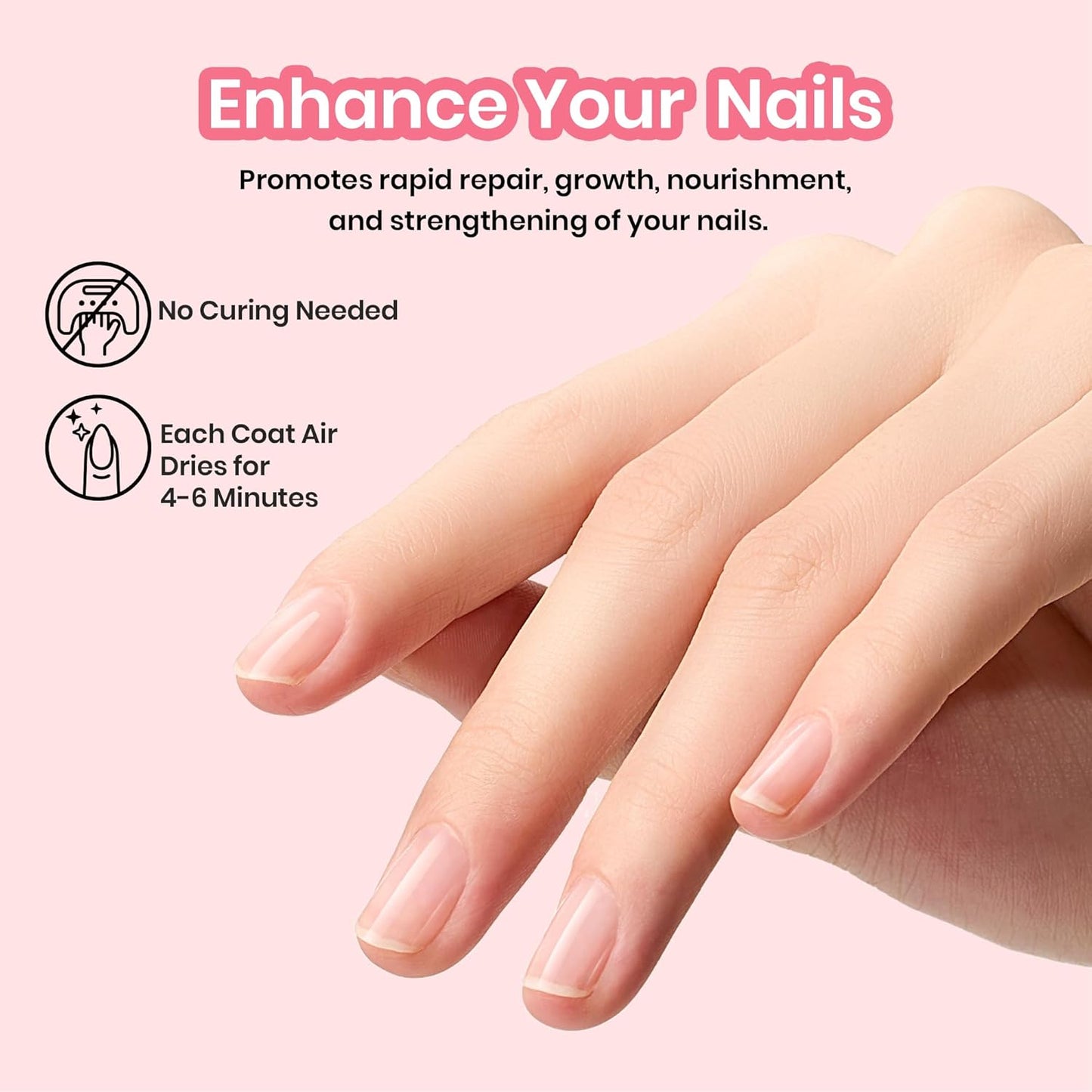 Beetles Nail Strengthener, Air Dry Pink Neutral Nail Polish Strengthen