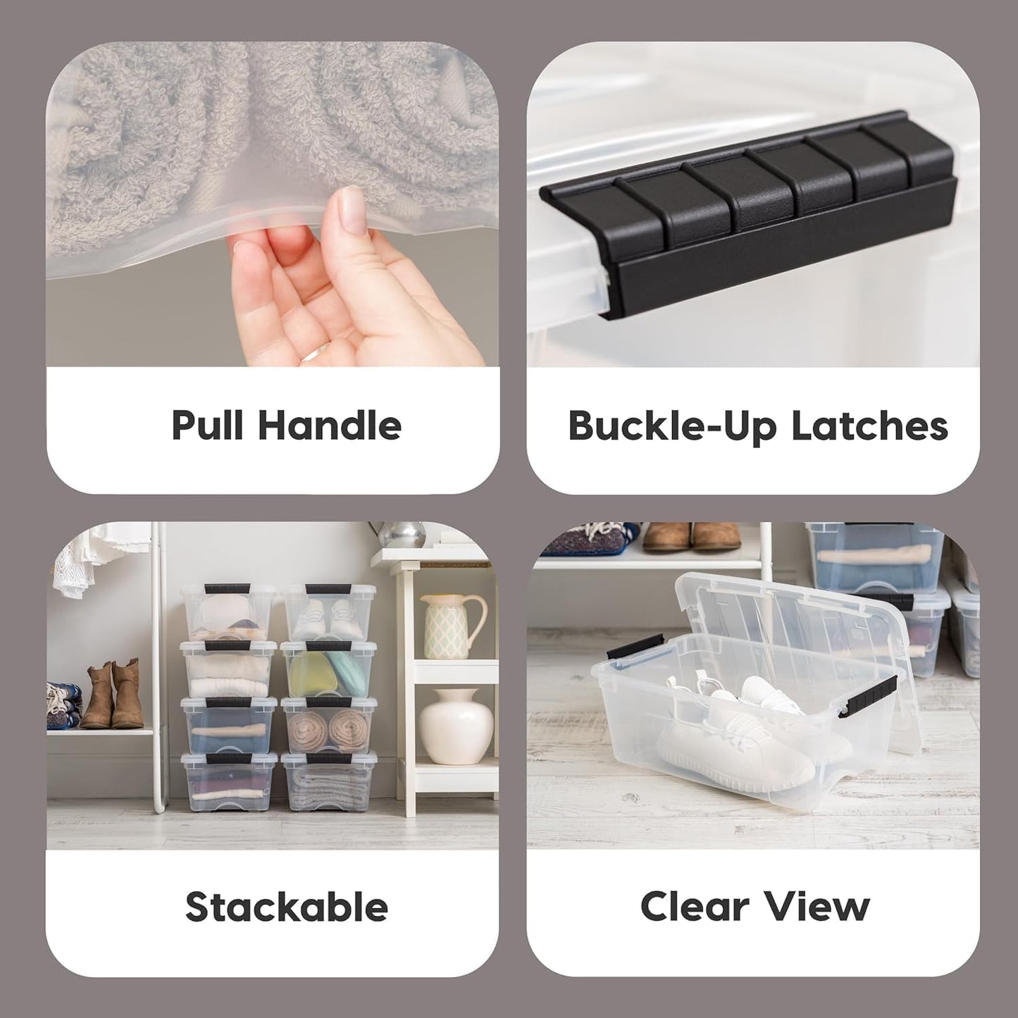 IRIS USA 13 QT Plastic Storage Box with Lid and Latches - 6 Pack - BPA