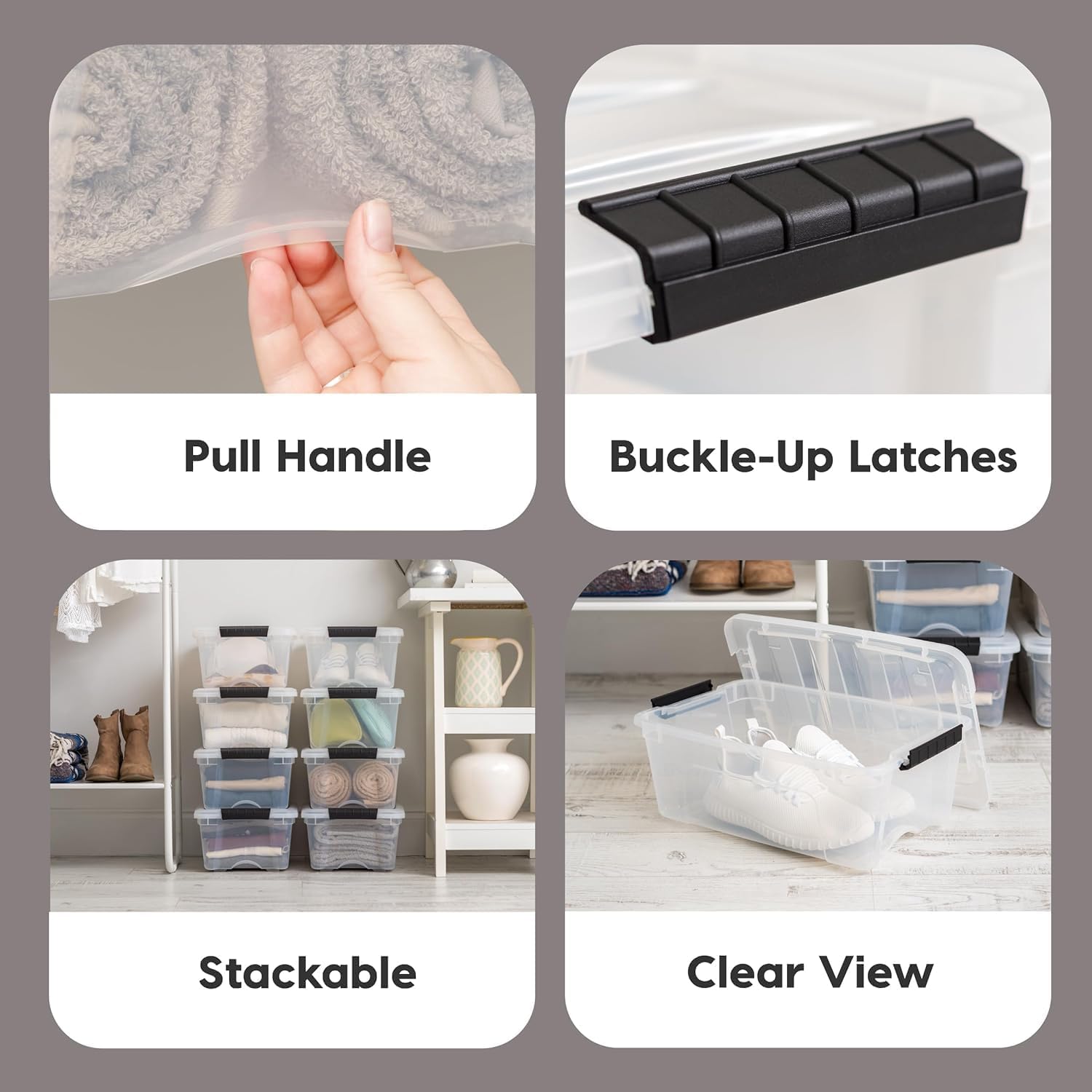 IRIS USA 13 QT Plastic Storage Box with Lid and Latches - 6 Pack - BPA