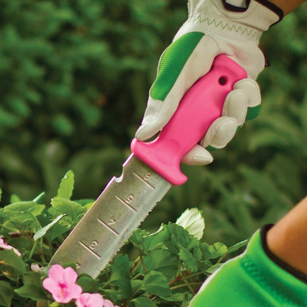 A.M. Leonard Deluxe Soil Knife, Pink – Hori Hori w/ 6-Inch Stainless Steel Blade