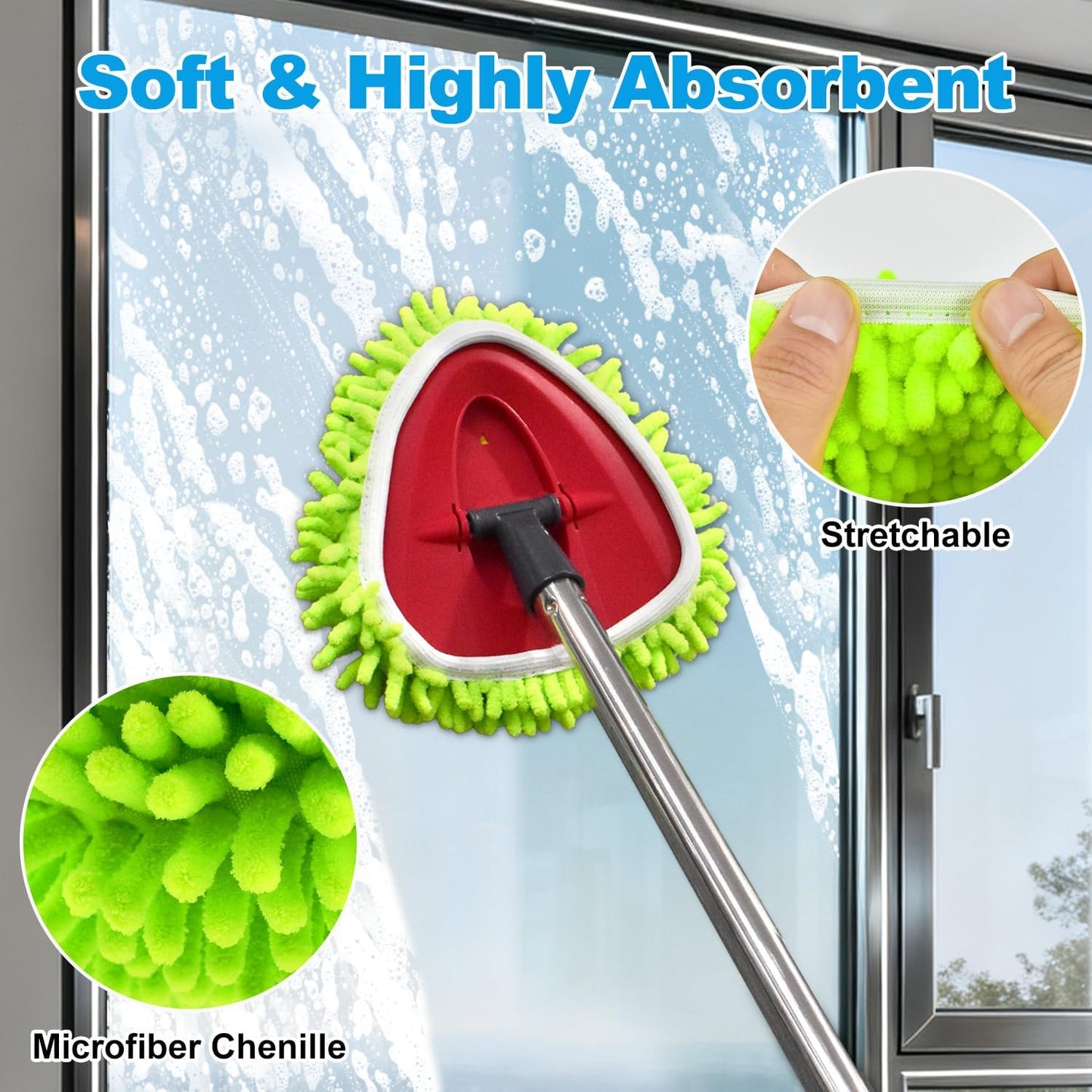 Mop Heads Replacements for Ocedar, Mop Replace Head for o Cedar Easywring 1 Tank, Spin Mop Replacement Head Mop Heads Include 4 Pack Spin Mop Refills, 1 Pack Scrubber Mop Head and 1 Mop Base