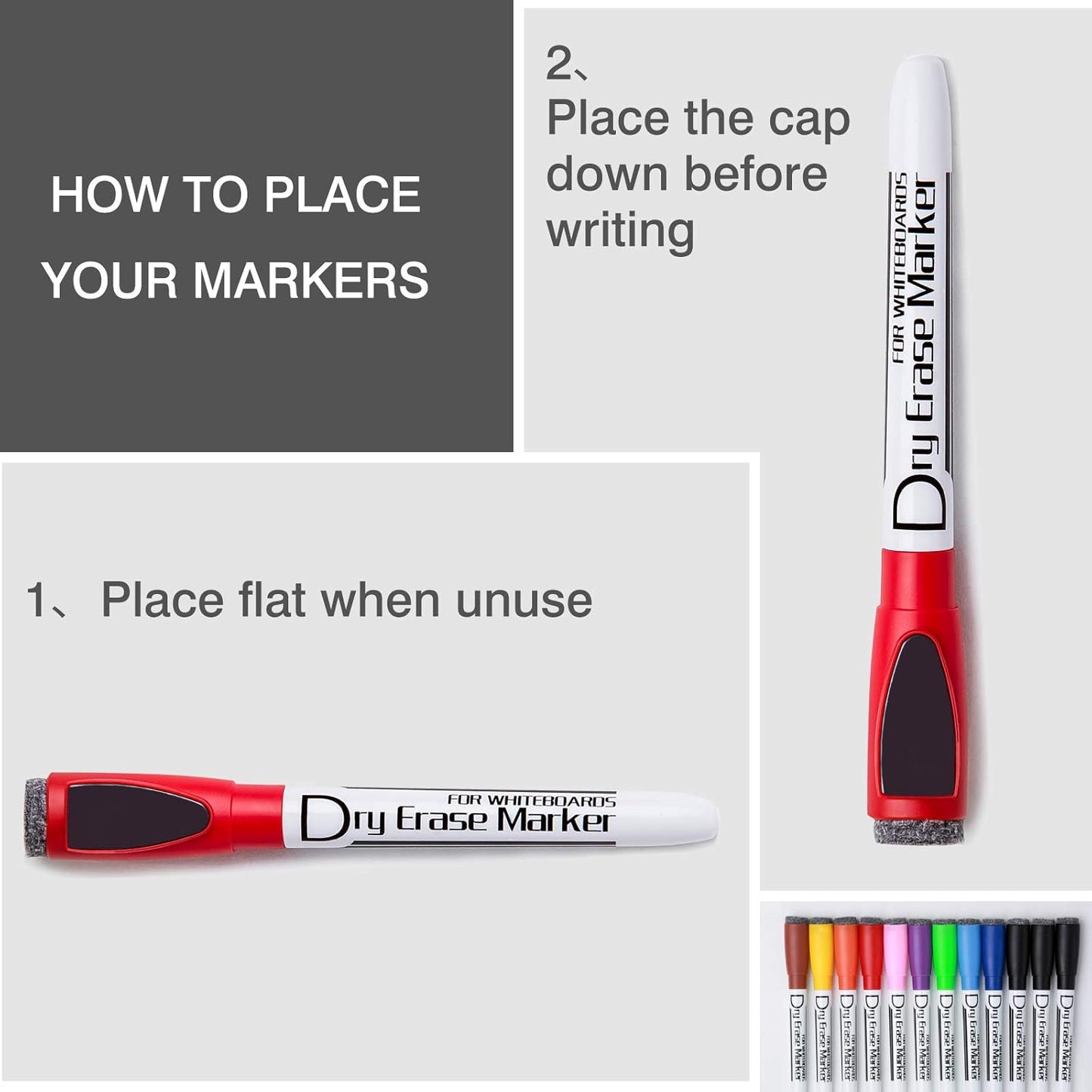 Volcanics Magnetic Dry Wipe Pens Dry Erase Markers With Eraser Cap Low