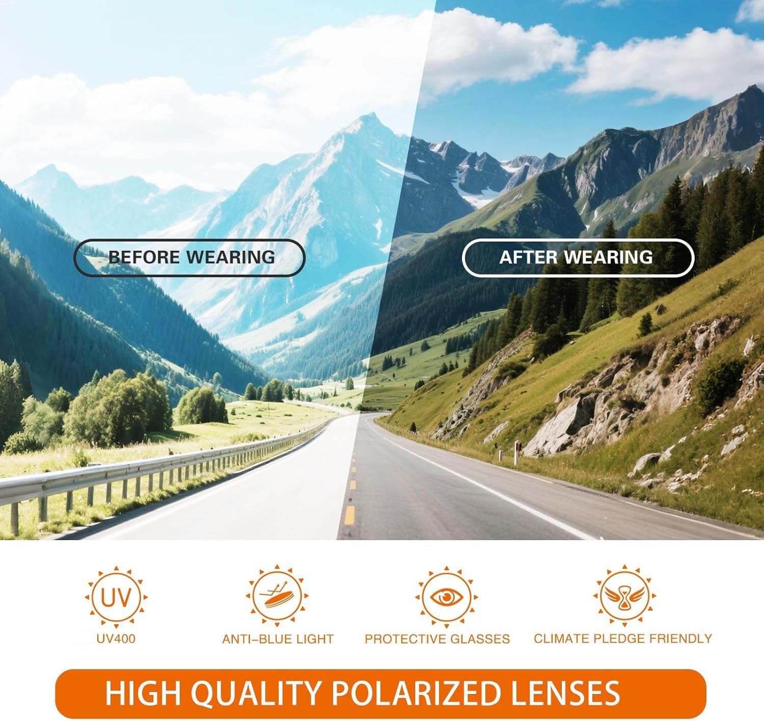 suoso Polarized Sports Sunglasses for Men: UV400 Protection Glasses Wr