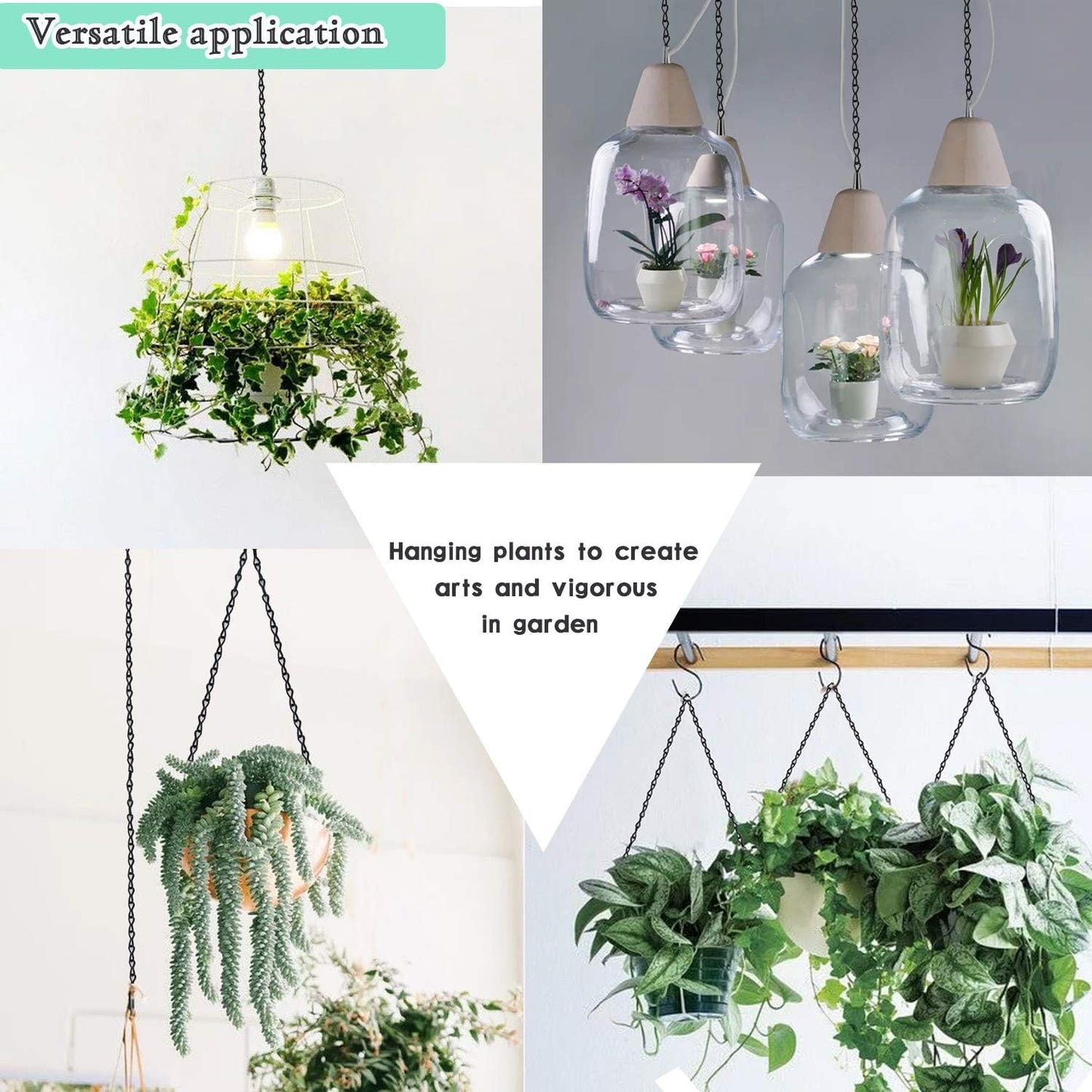 KABB Hanging Chain Set, 197 Inch Hanging Basket Chain with 10pcs S Hooks, 10pcs Connector Hooks and 5pcs Eye Hook for DIY Hanging Pendant Chains to Hang Bird Feeders, Planters, Lanterns and Ornaments