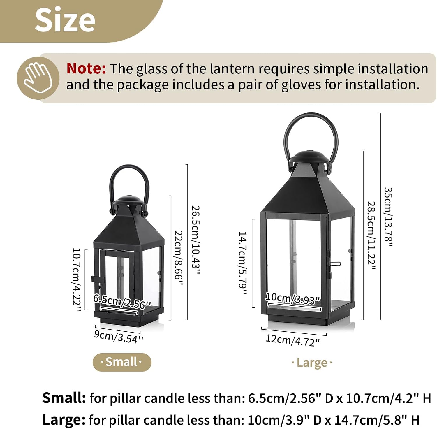 Nuptio Garden Lanterns for Pillar Candles Tall Vintage Style Metal Can