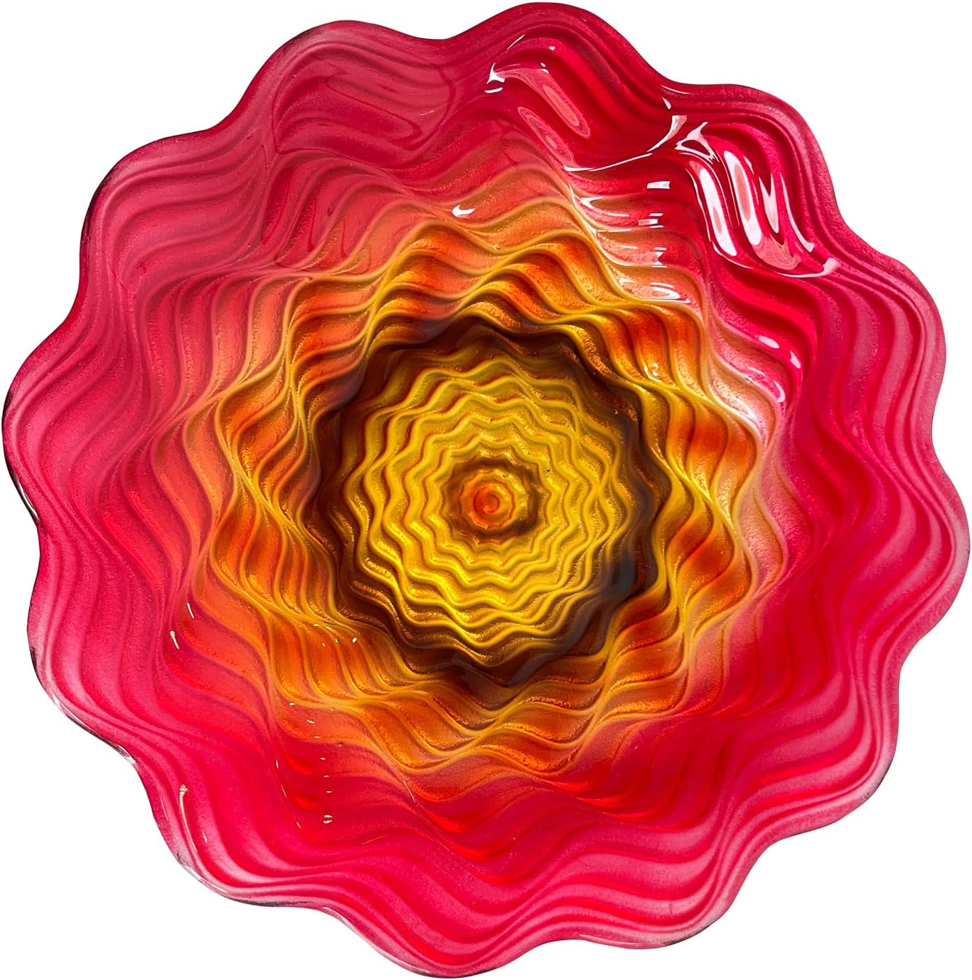 HONGLAND Bird Bath for Outside,15" Diameter Large Glass Birdbaths for Outdoors,Detachable Bird Baths Bowl with Metal Stand for Garden Patio Lawn Decor,19" Height - Red