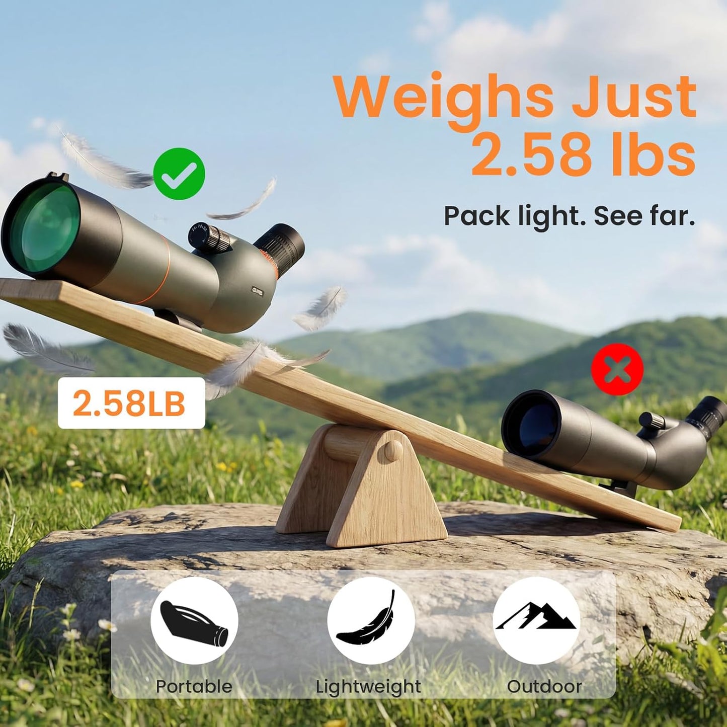 Spotting Scope 25-75×85 - Dual Focusing Spotter Scope, with Tripod & Phone Adapter, Ideal for Bird Watching & Wildlife Observing