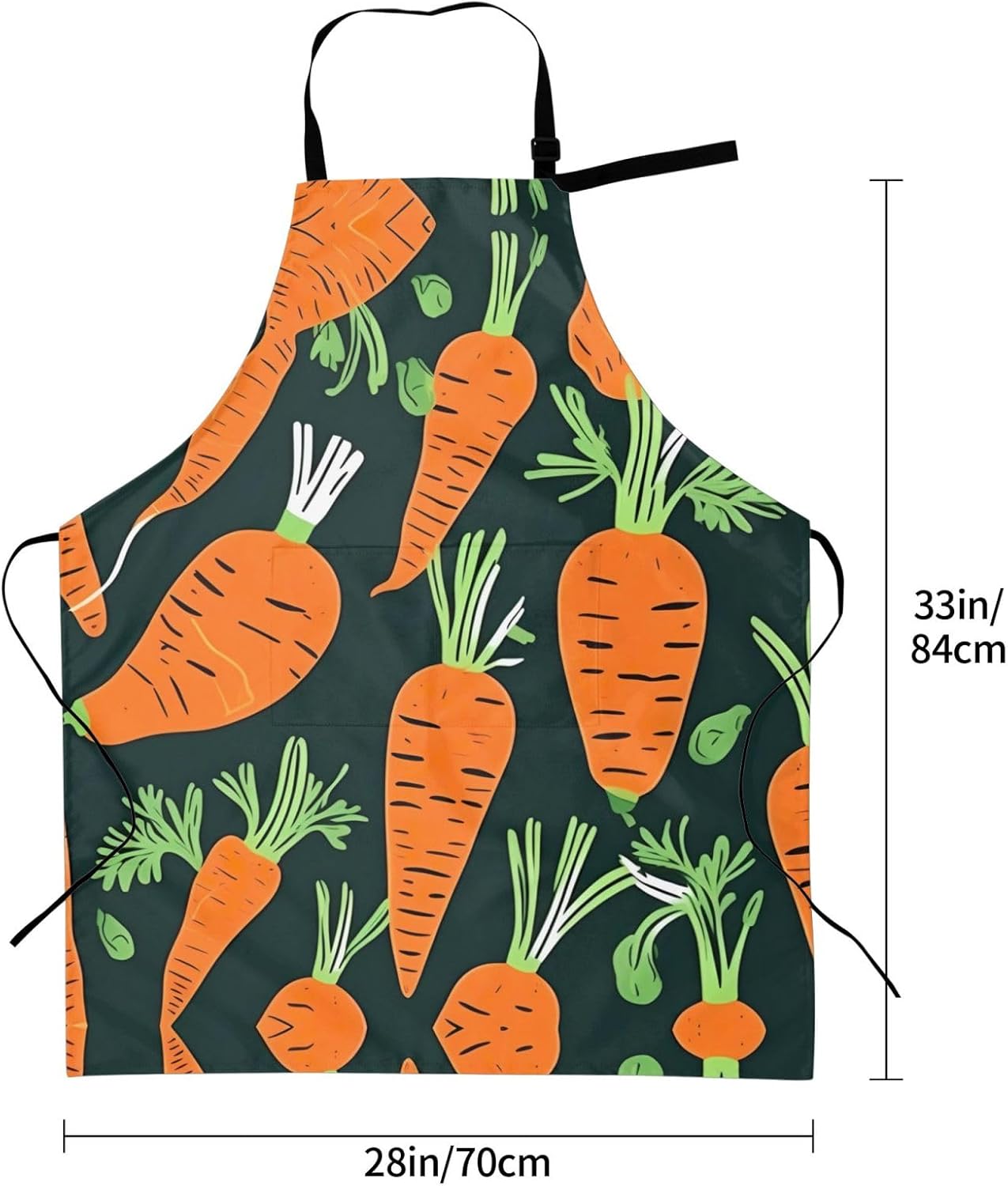 Happy carrot seamless pattern print Waterproof chef's apron with pocket apron for kitchen cooking baking barbecue and gardening