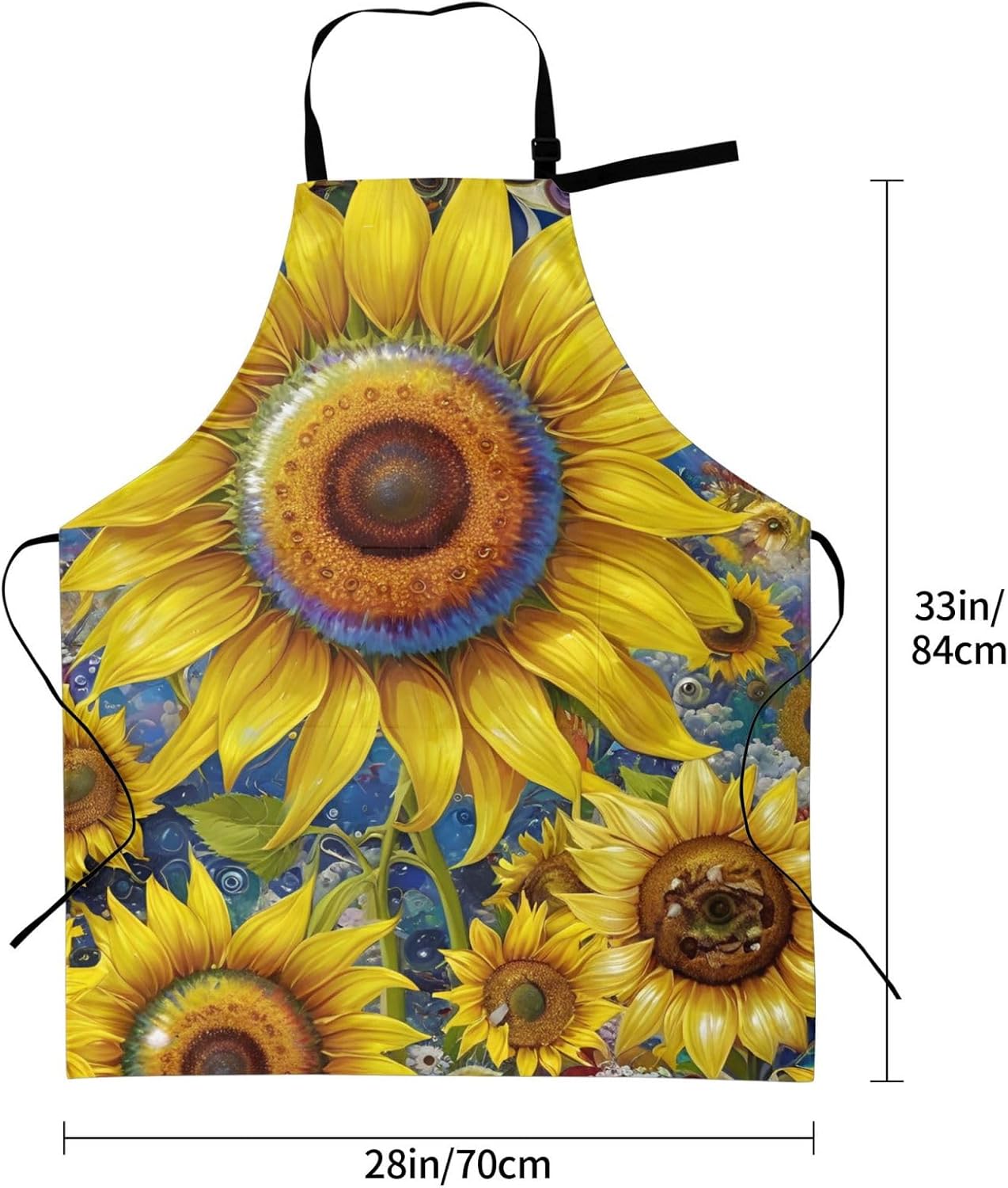 YANYU sunflower Print 28x33 In Kitchen Apron Stylish Chef Apron with Pockets for Cooking Baking Painting