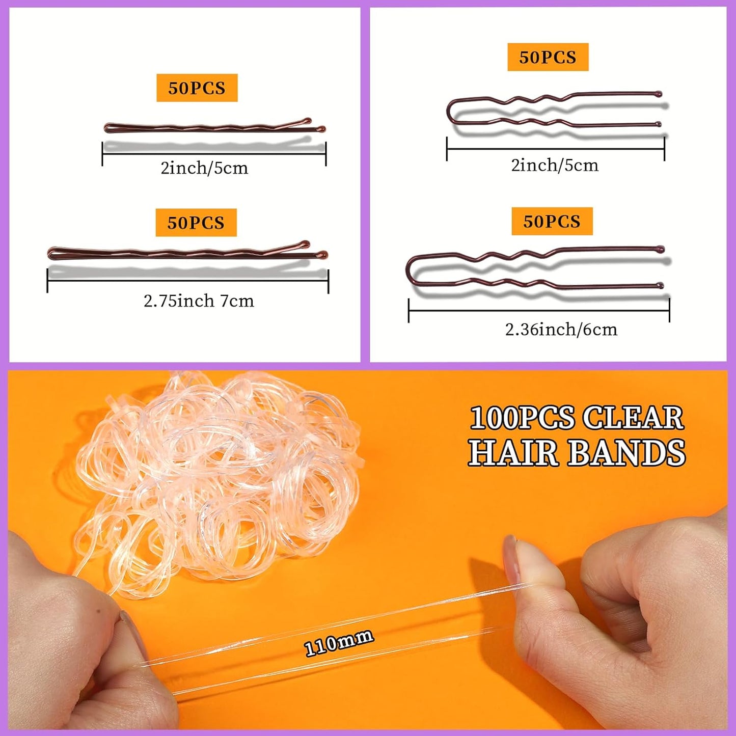 Teenitor 300pcs Bobby Pins Hair Pins Kit, 100 Hair Pin for Women 100 B