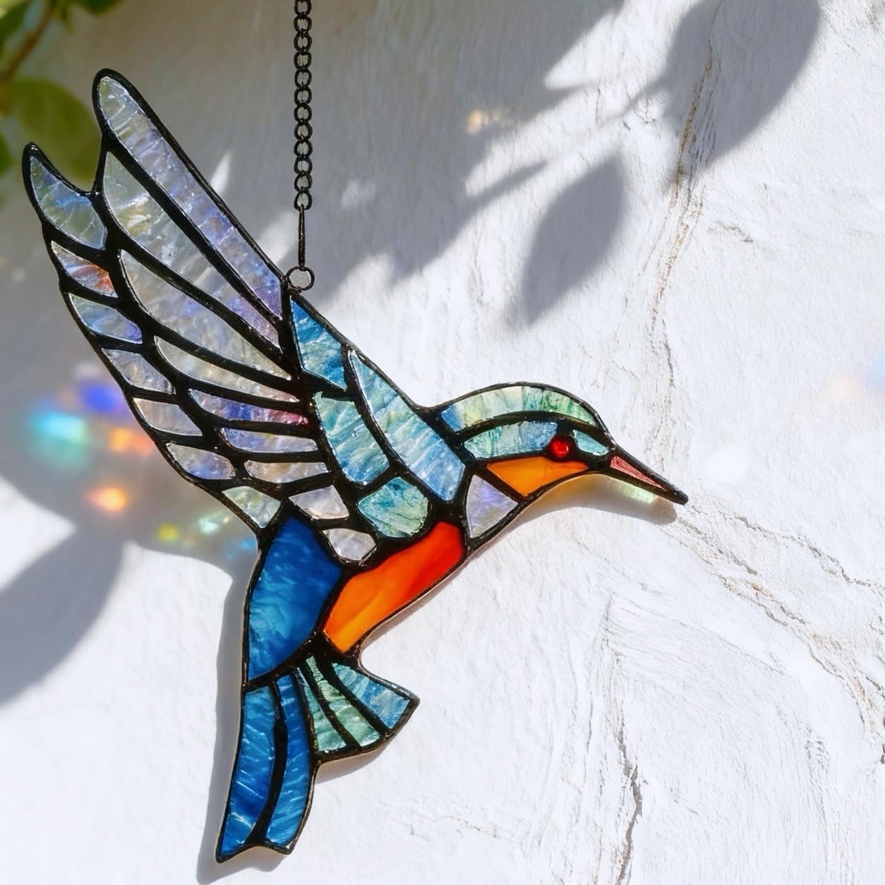Stained Glass Bluebird Window Hanging Sun Catcher Ornament Bird, 9" x 6 1/2"
