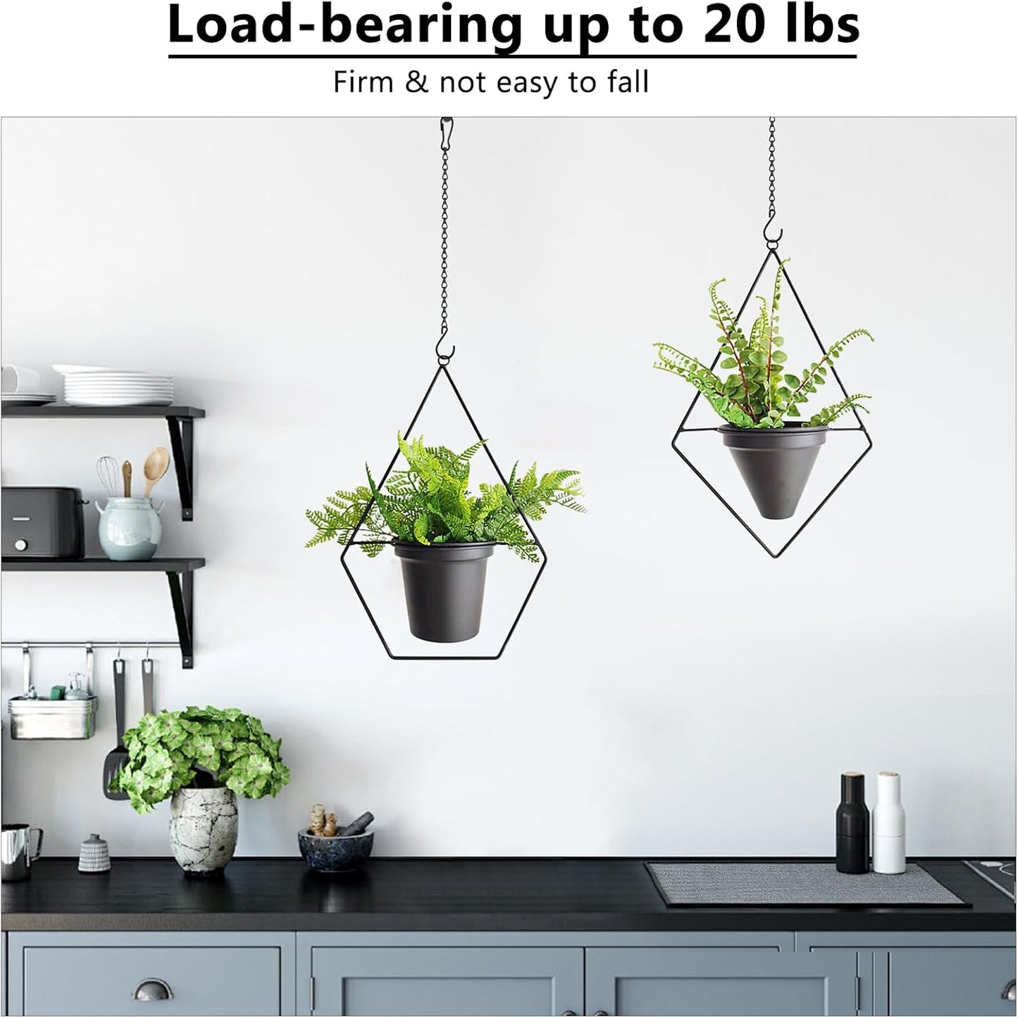 garini 26 Inch Hanging Basket Chain with Hooks, Black Hanging Chain for Hanging Bird Feeders, Billboards, Chalkboards, Basket, Planters, Lanterns, Wind Chimes and Decorative, 4 Pack