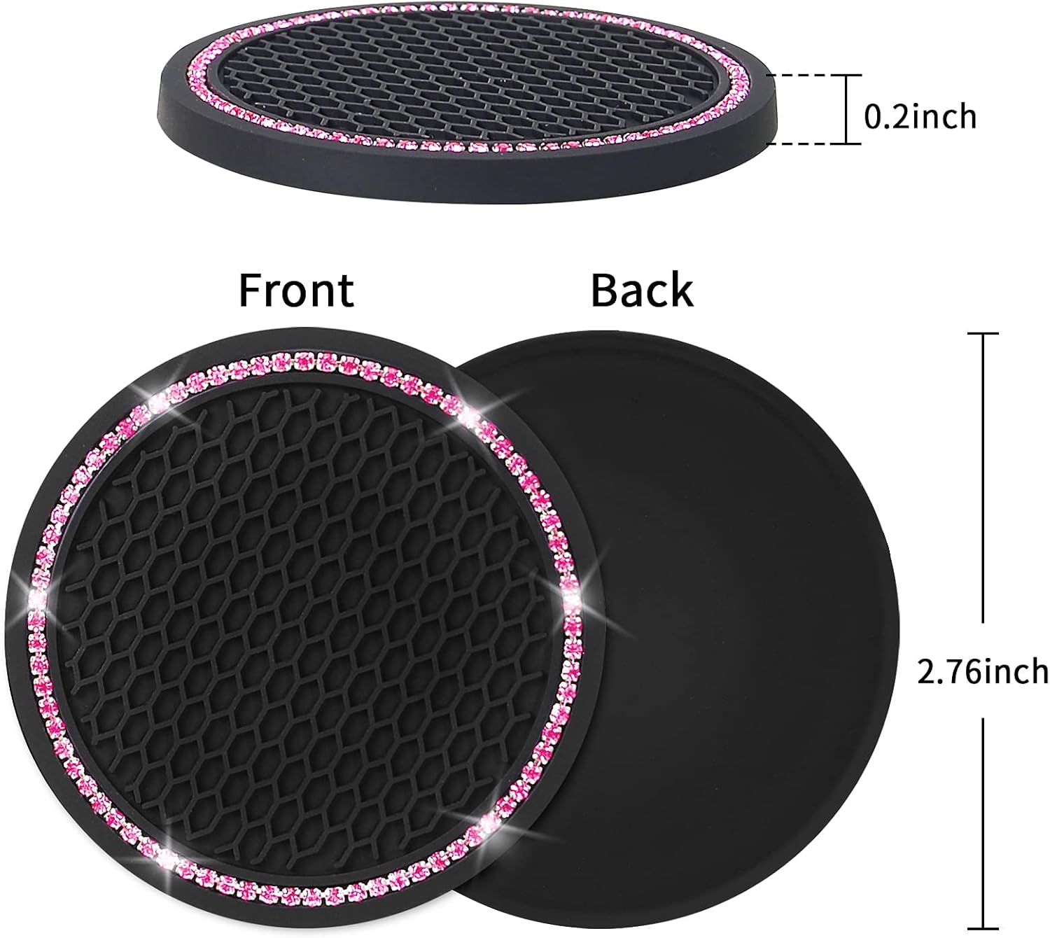 4 Pack Car Coasters, Universal Vehicle Bling Car Coaster, Cute Rhinest