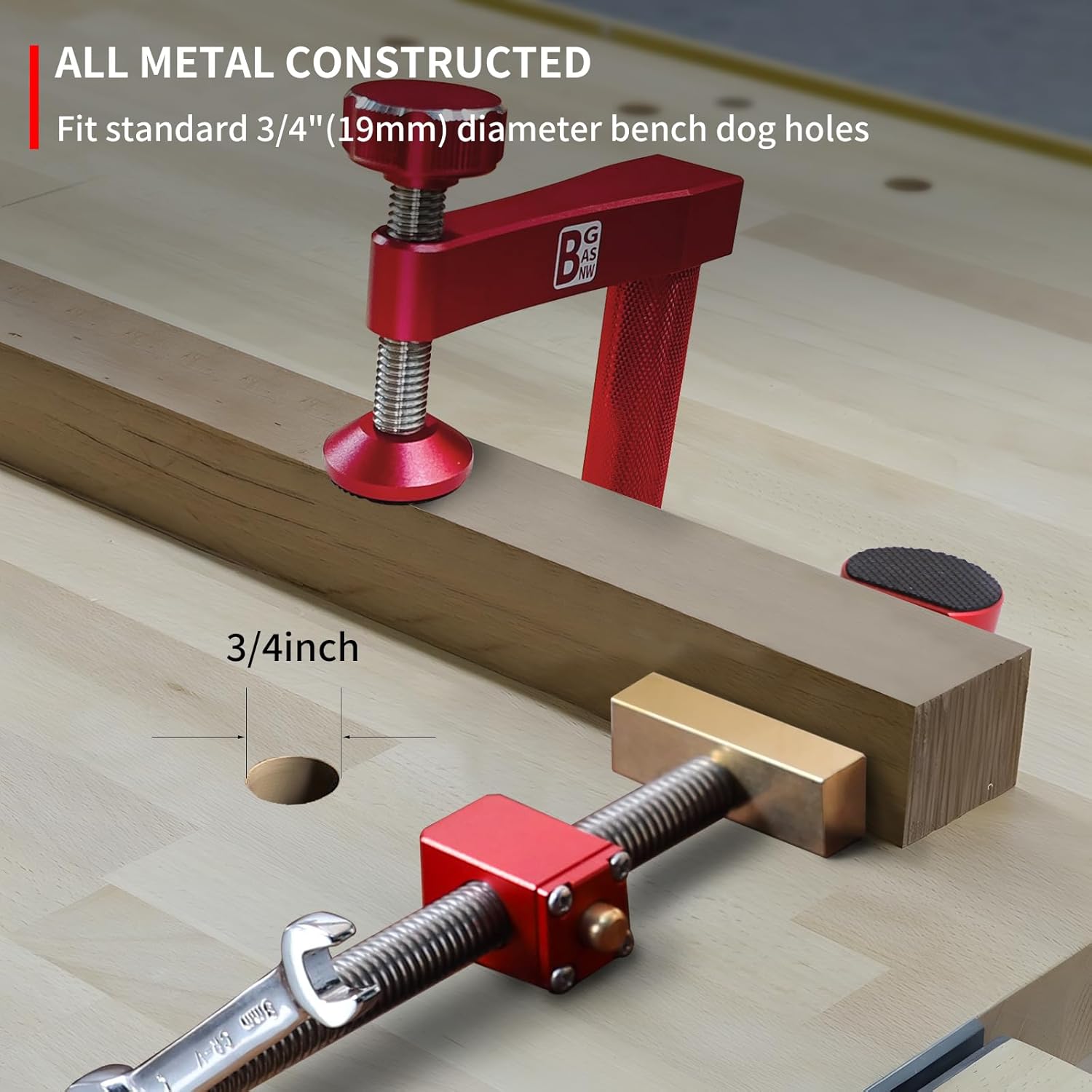 Bench Dogs Clamp Set, Woodworking Clamps with 4 Bench Dogs for 3/4 Inc