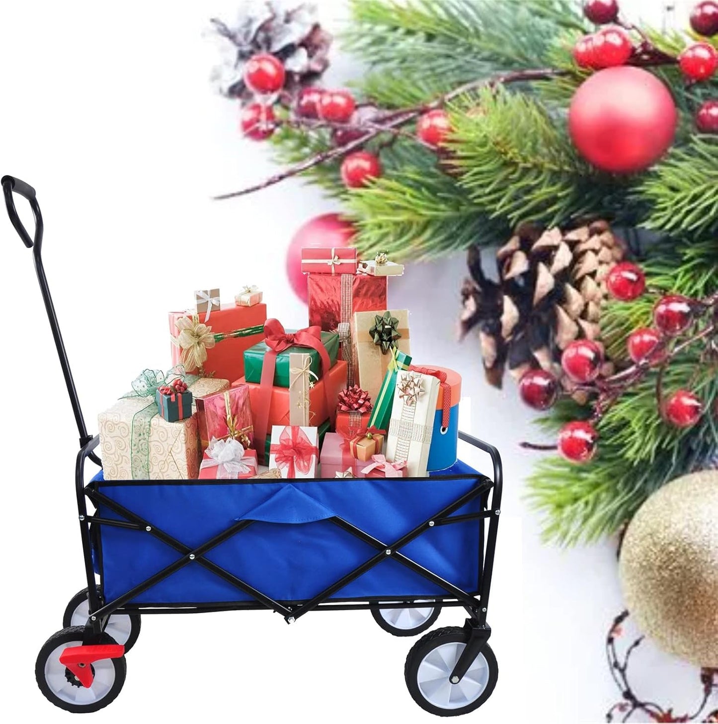 Folding Wagon Cart Collapsible Outdoor Utility Wagon with All Terrain 