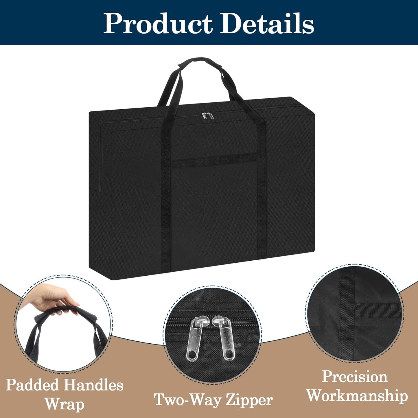 Klmnop Folding Wagon Cart Storage Bag, Water Resistant 32 Inch Cover for Outdoor Camping Garden Cart, 600D Heavy Duty Dustproof Protective Zipper Bag for Garden Carts and Strollers(Black)
