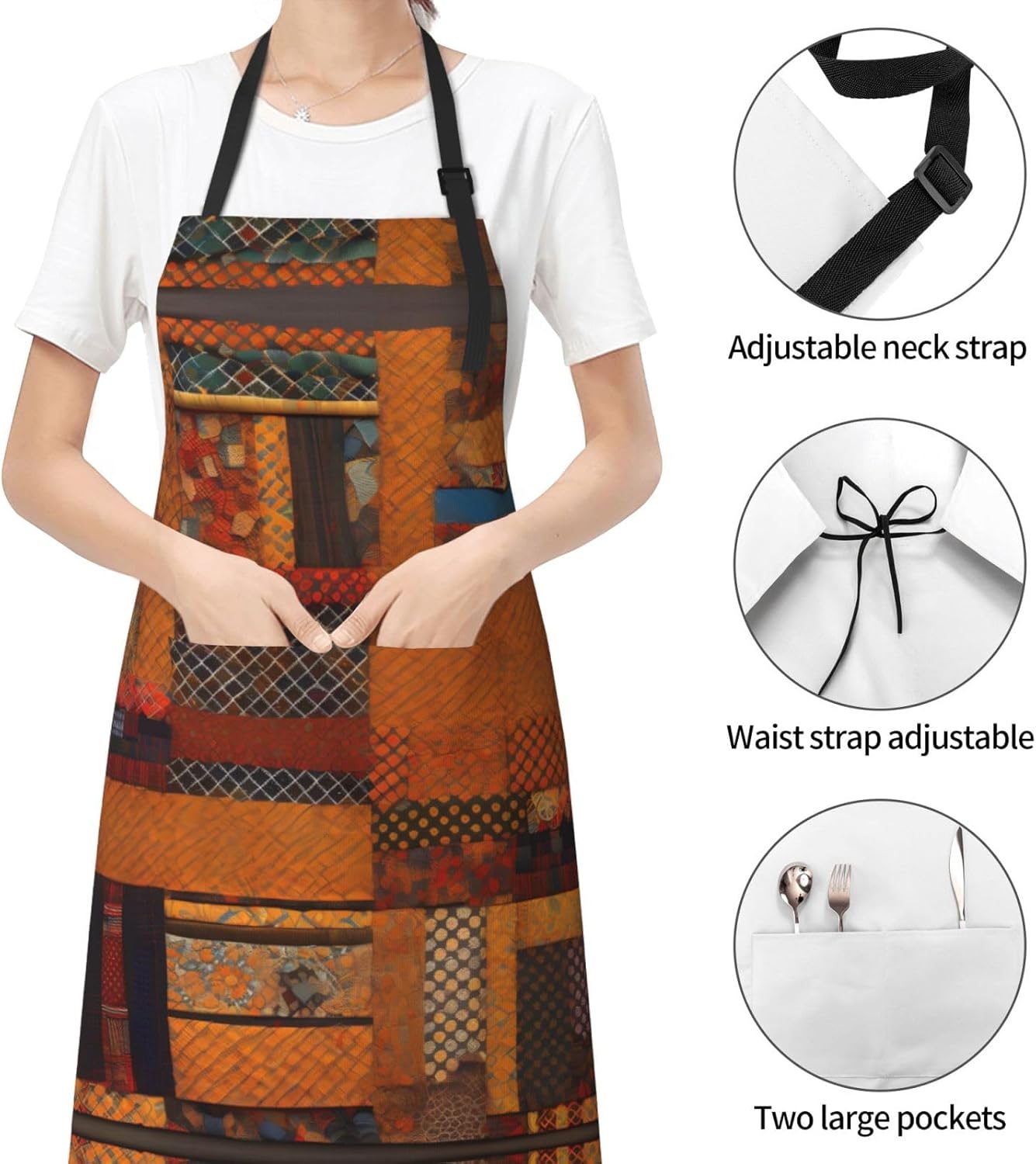 African Textile Patchwork Print Laundry apron 28x33 In Waterproof Kitc