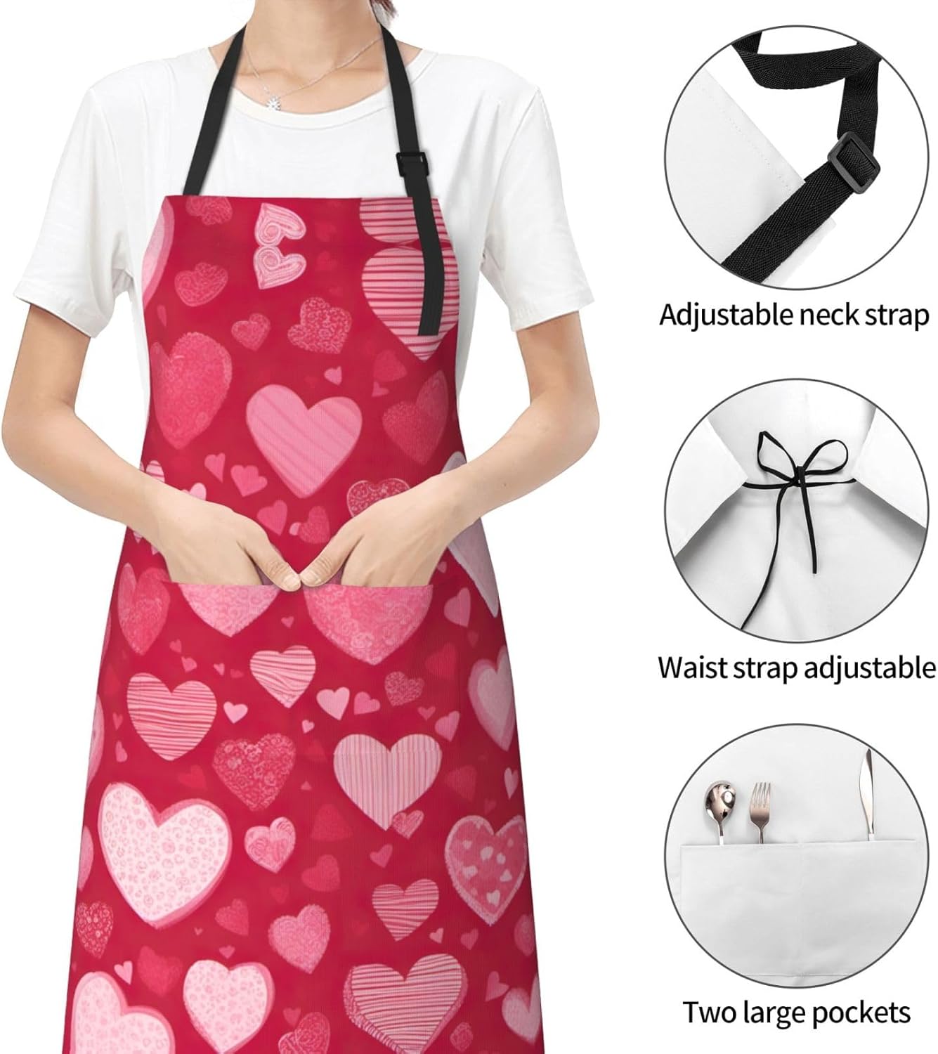 Valentine Day print Waterproof apron with pocket adjustable cooking apron for adult kitchen bibs to bake
