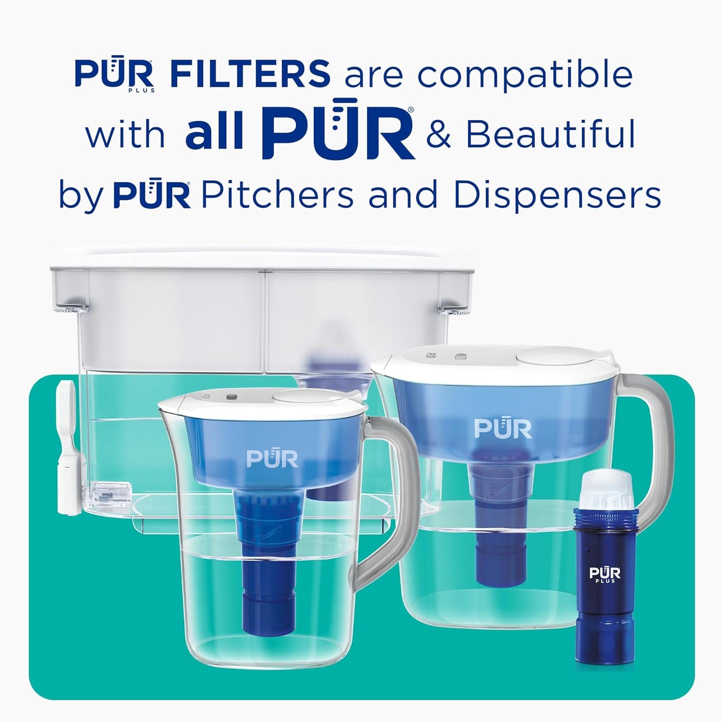 PUR Plus Lead Reducing Water Pitcher and Dispenser Replacement Filter, 1-Pack, NSF & WQA Certified - Compatible with All PUR Pitchers and Dispensers, Blue, PPF951K1