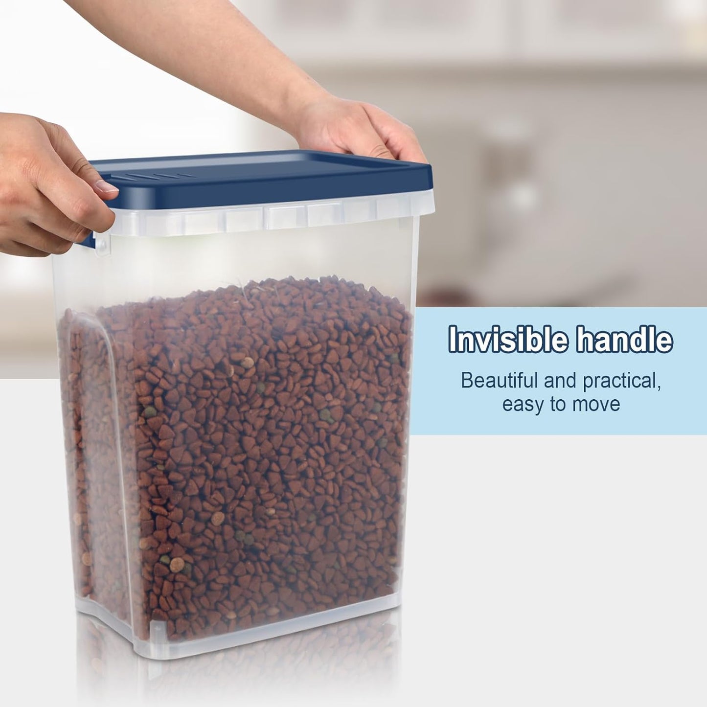 5-7Lbs Dog Cat Storage Container with Airtight Lids, With Locking Lids Plastic Bin PBA-Free for Pet food, Rice, Rice, Oatmeal, Bird Seeds, Flour, Dried Fruits, Easy to Carry and Clean-Cool Blue