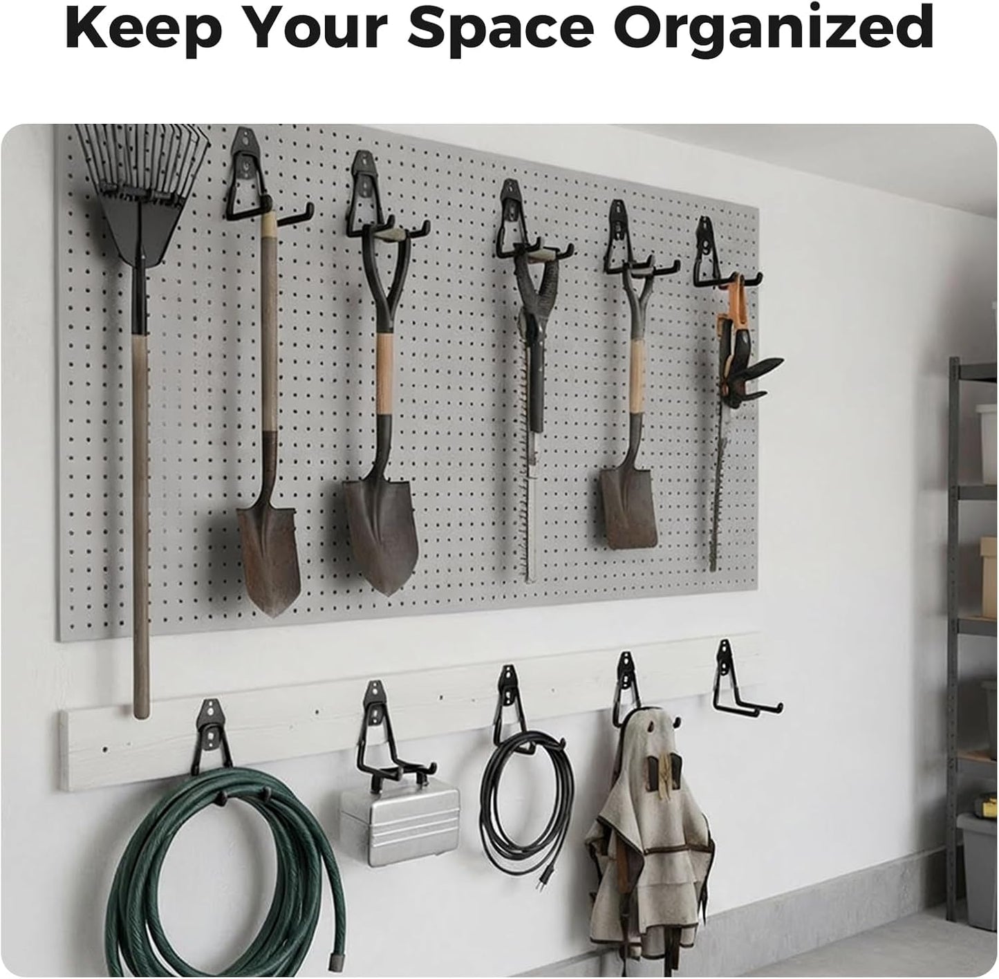 Garage Hooks Heavy Duty - 16 Pack Garage Storage Hooks Anti-Slip Coating Wall Mount Hook for Hanging Ladders Bikes Garden Tools Hose