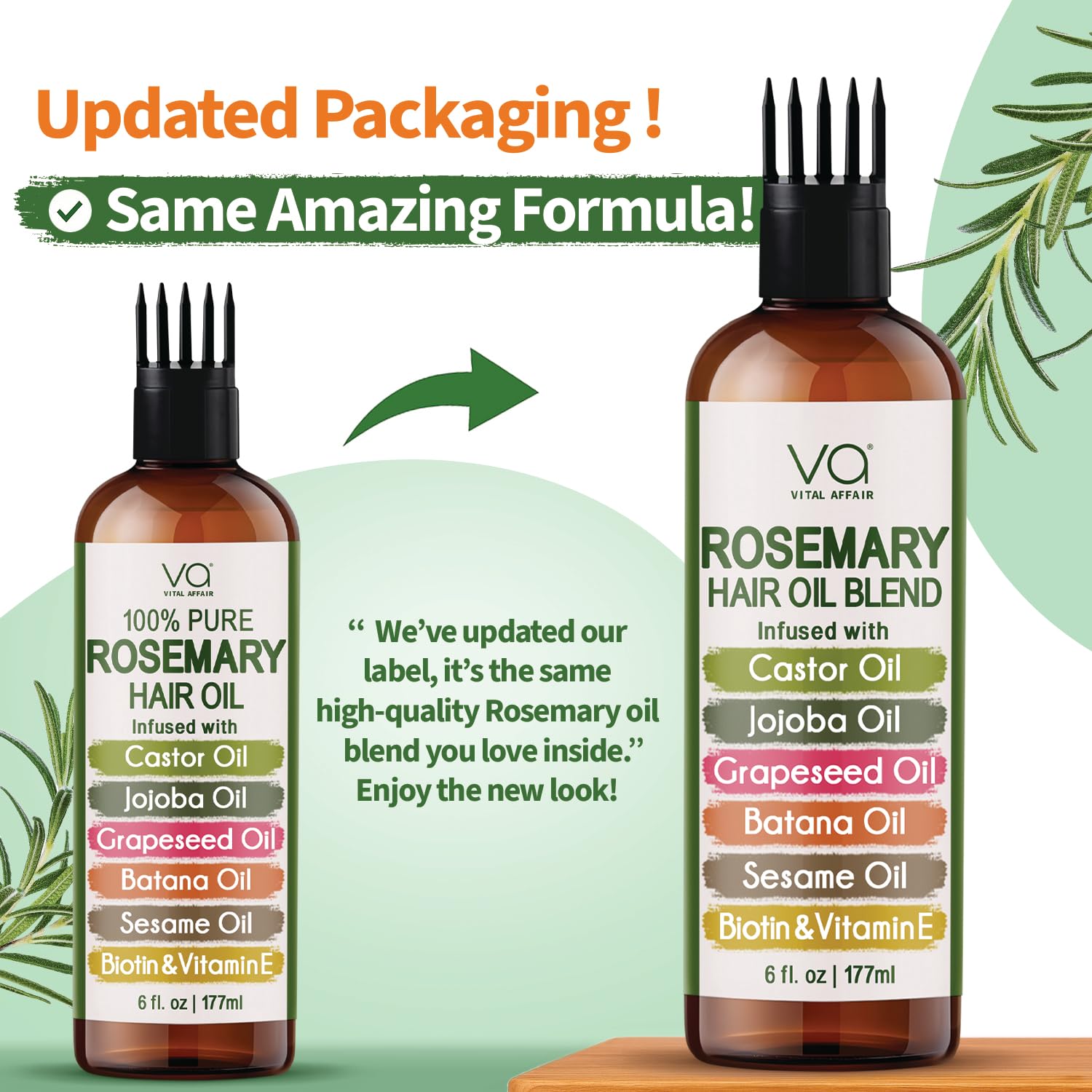 VITAL AFFAIR Blend Of Pure Rosemary Oil For Hair Growth With Castor, B