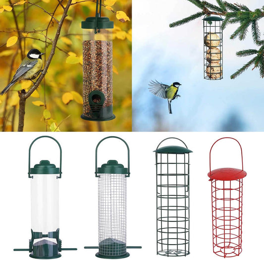 Outdoor Bird Tube Feeder Hanging Suet Holder Feeding Tool Easy to Fill Metal Bird Dispenser Fruit Feeders