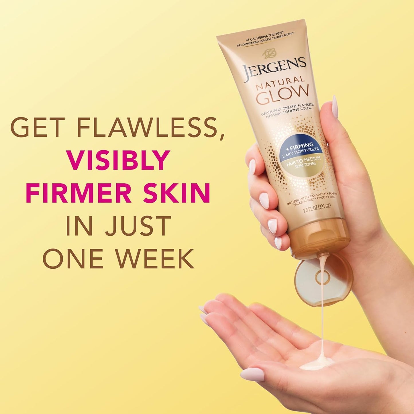 Jergens Natural Glow +Firming Self Tanner Body Lotion, Fair to Medium 